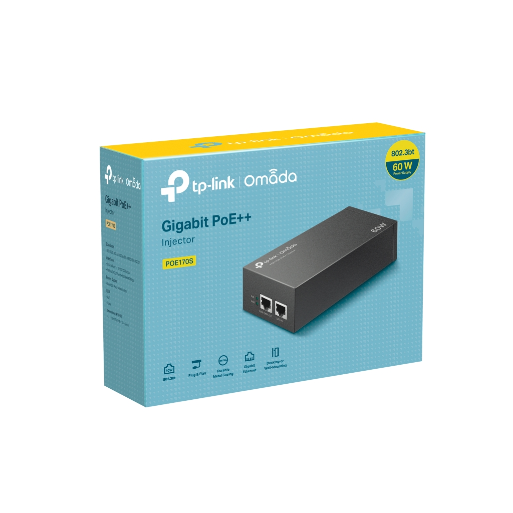 OMADA POE170S, 2 Port Gigabit, 60W PoE++ Metal Kasa Masaüstü Injector