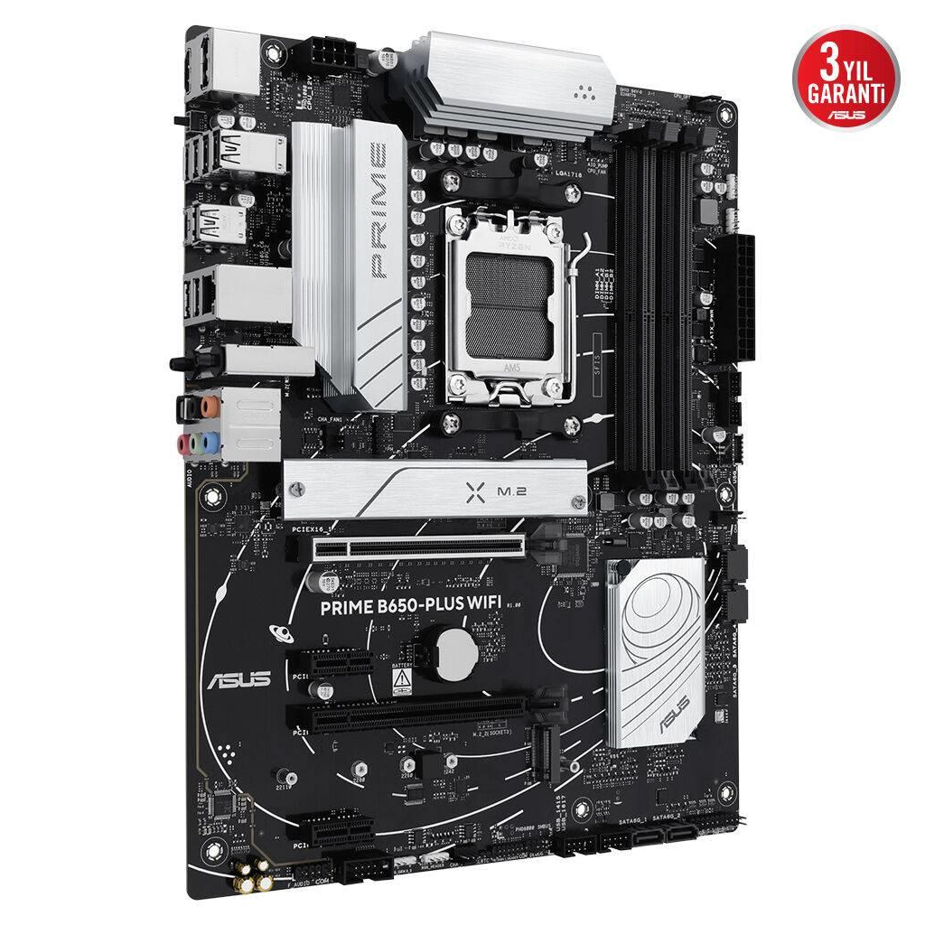 ASUS PRIME B650-PLUS WI-FI, 4xDDR5, 2xM.2,  HDMI, DP, Type-C, AMD Ryzen 7000 Serisi, AM5 Soket Anakart