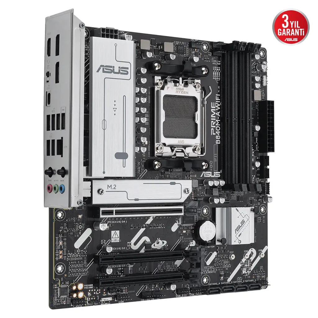 ASUS PRIME B840M-A WI-FI, 4xDDR5, 3x M.2, HDMI, 2x DP, Type-C, WI-FI 6E, Bluetooth 5.3, AMD Ryzen 9000 Serisi, AM5 Soket Anakart