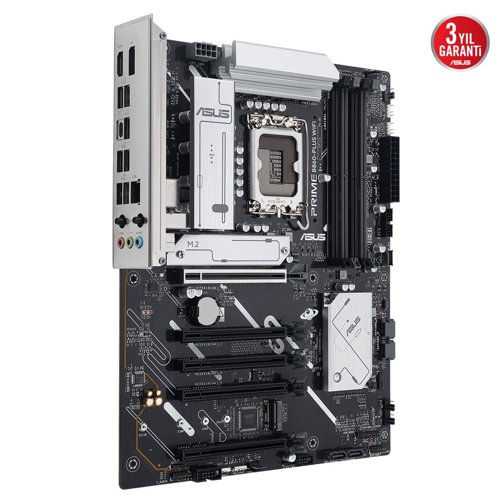 ASUS PRIME B860-PLUS WIFI, 4xDDR5, 2x M.2, HDMI, DP, Wi-Fi 6E, Bluetooth v5.3, Intel Core Ultra CPU(Seri 2), LGA1851 Soket, Gaming Anakart