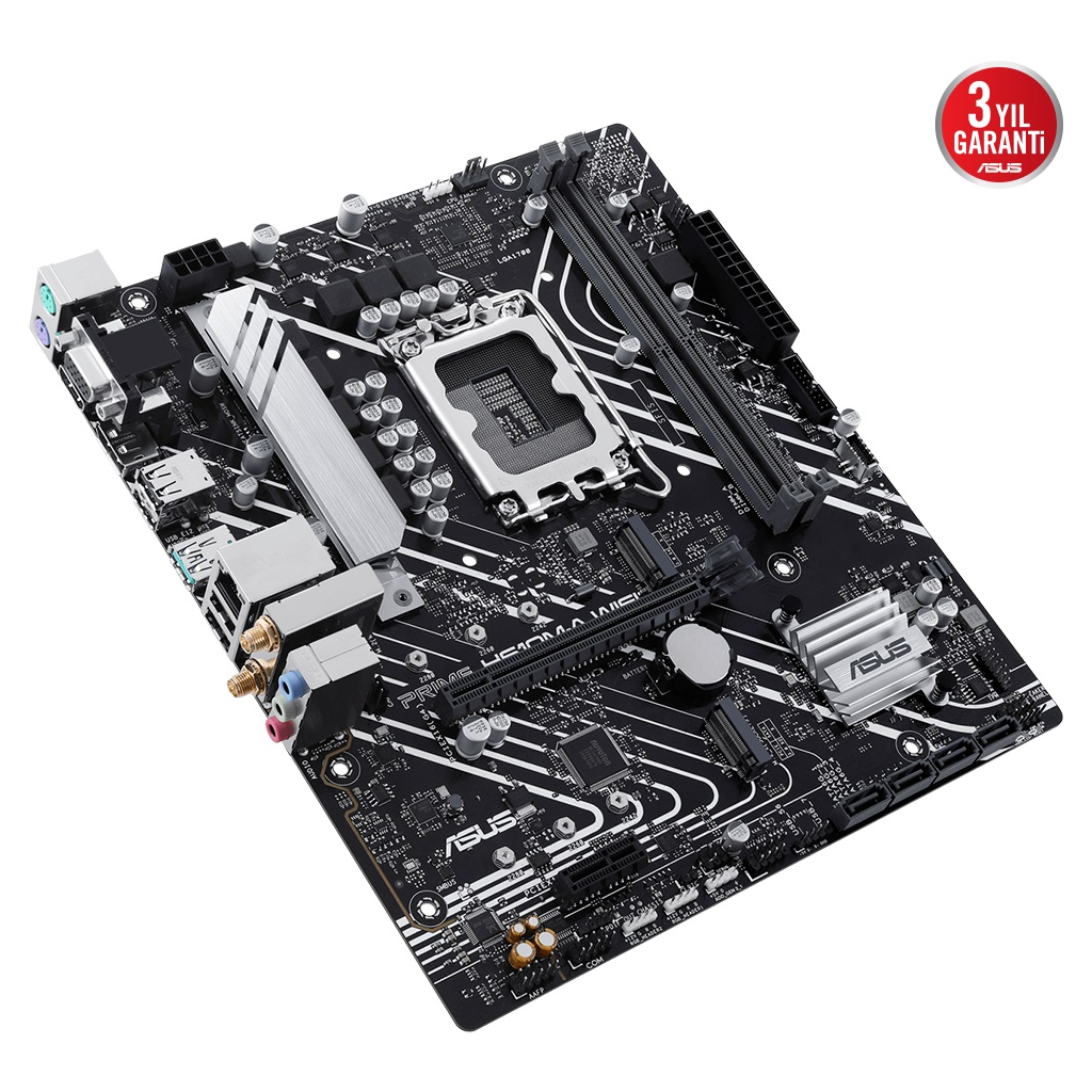 ASUS PRIME H610M-A-WIFI, 2xDDR5, M.2, D-SUB, HDMI, DP, Wi-Fi 5, Bluetooth 5.0, 12.Nesil, LGA1700 Soket, Anakart