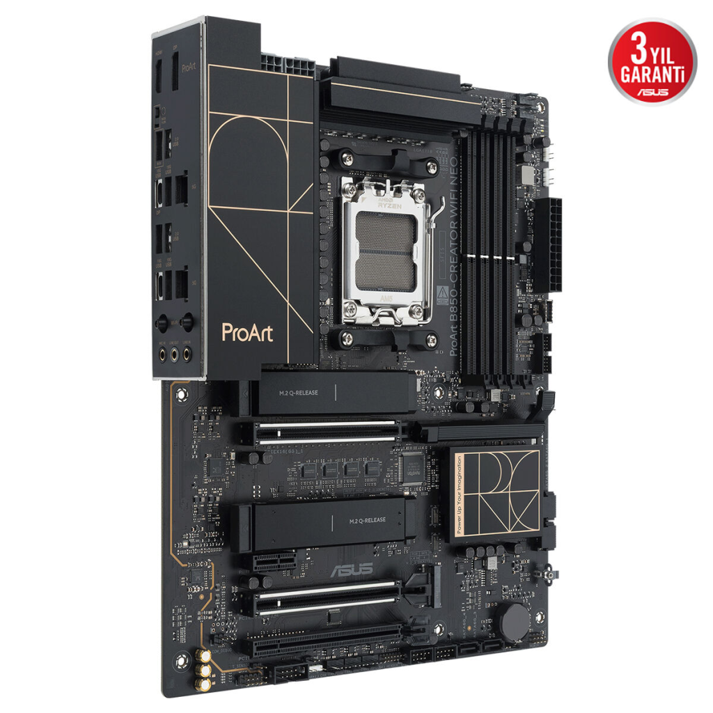 ASUS PROART B850-CREATOR WIFI NEO, 4xDDR5, 3xM.2, HDMI, DP, Type-C, PCIe 5.0, Wi-Fi 7, Bluetooth v5.4, AM5 Soket GAMING Anakart