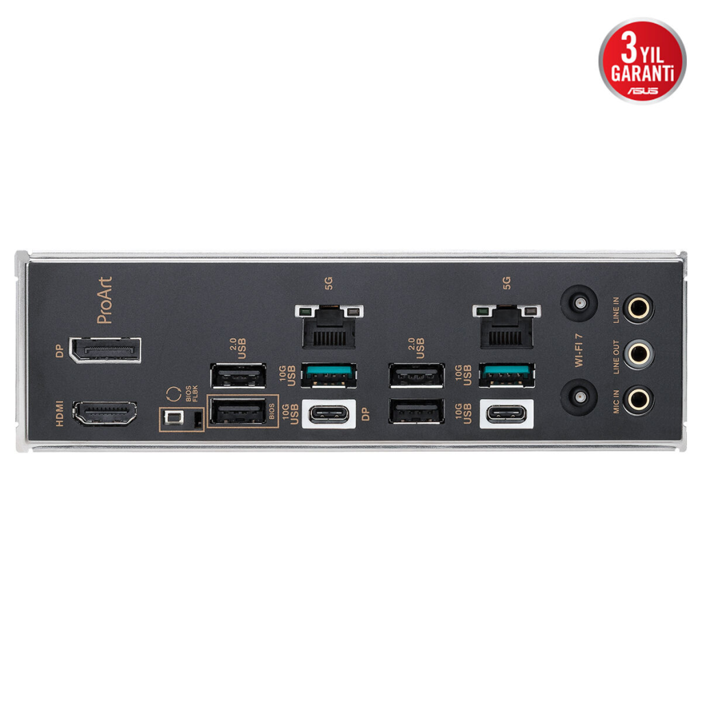 ASUS PROART B850-CREATOR WIFI NEO, 4xDDR5, 3xM.2, HDMI, DP, Type-C, PCIe 5.0, Wi-Fi 7, Bluetooth v5.4, AM5 Soket GAMING Anakart