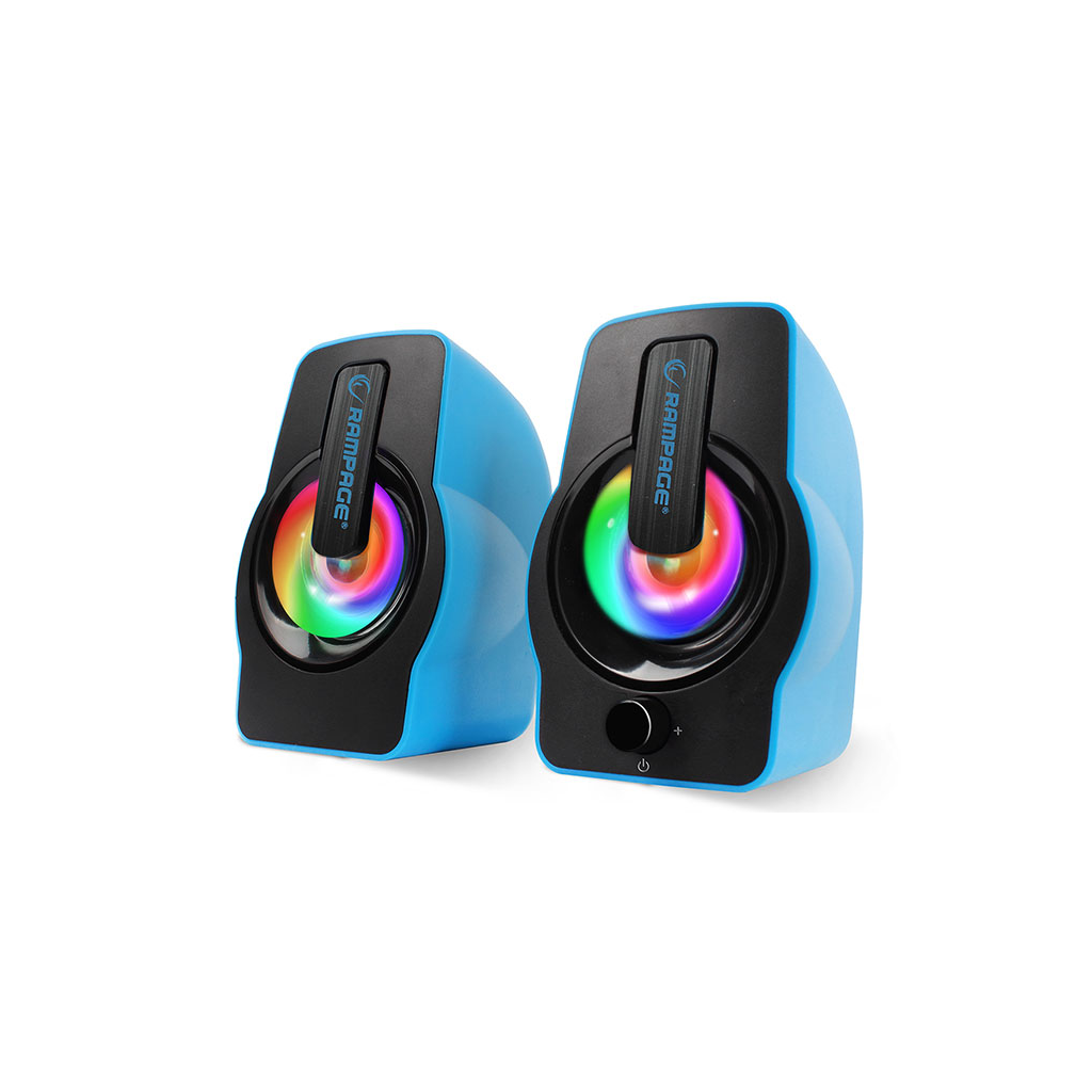 RAMPAGE RMS-G7 FALSETTO, 6W, 1+1, Masaüstü, RGB Aydınlatma, USB, Mavi Kasa, Speaker