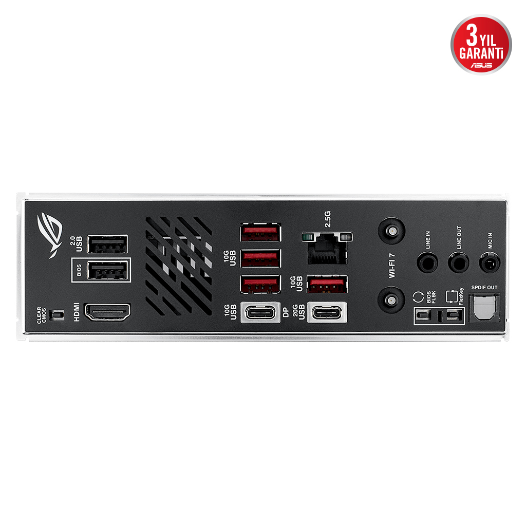 ASUS ROG STRIX B850-I GAMING WIFI, 2xDDR5, 2xM.2, HDMI, DP, Type-C, Wi-Fi 7, Bluetooth v5.4, Mini ITX, AM5 Soket GAMING Anakart