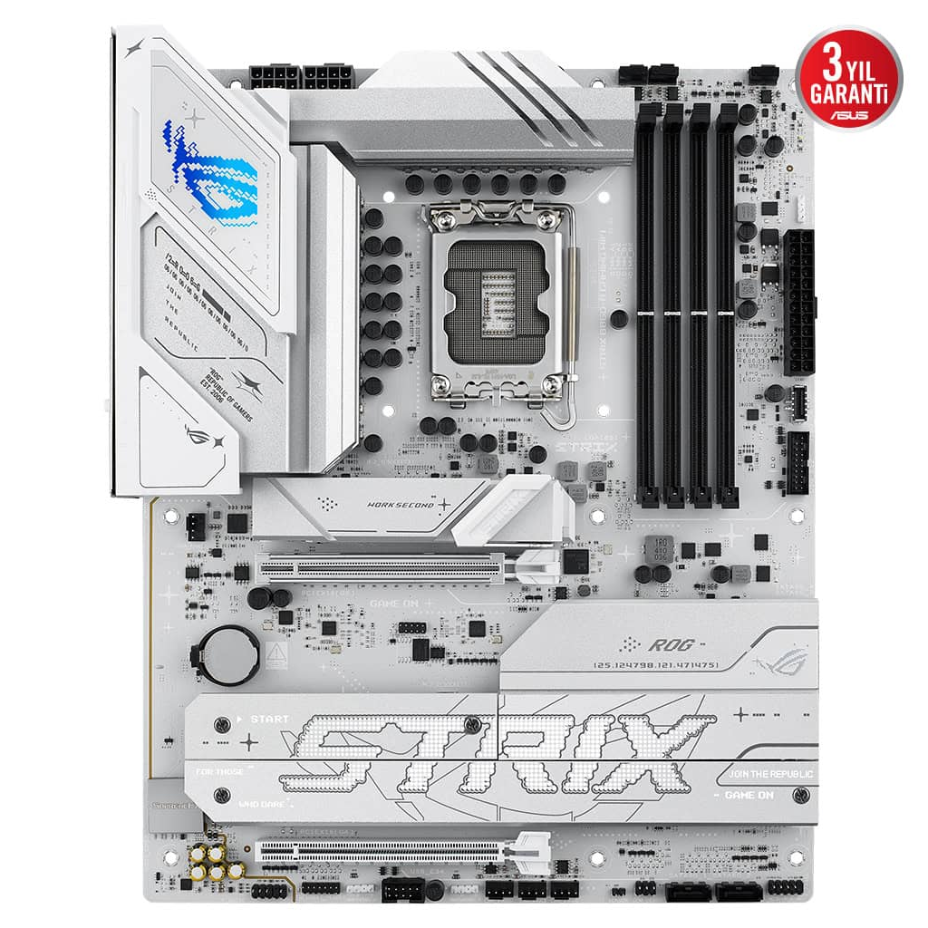 ASUS ROG STRIX B860-A GAMING WIFI, 4xDDR5, 4xM.2, HDMI, DP, Type-C, Wi-Fi 7, Bluetooth v5.4, Intel Core Ultra CPU(Seri 2), LGA1851 Soket, Gaming Anakart