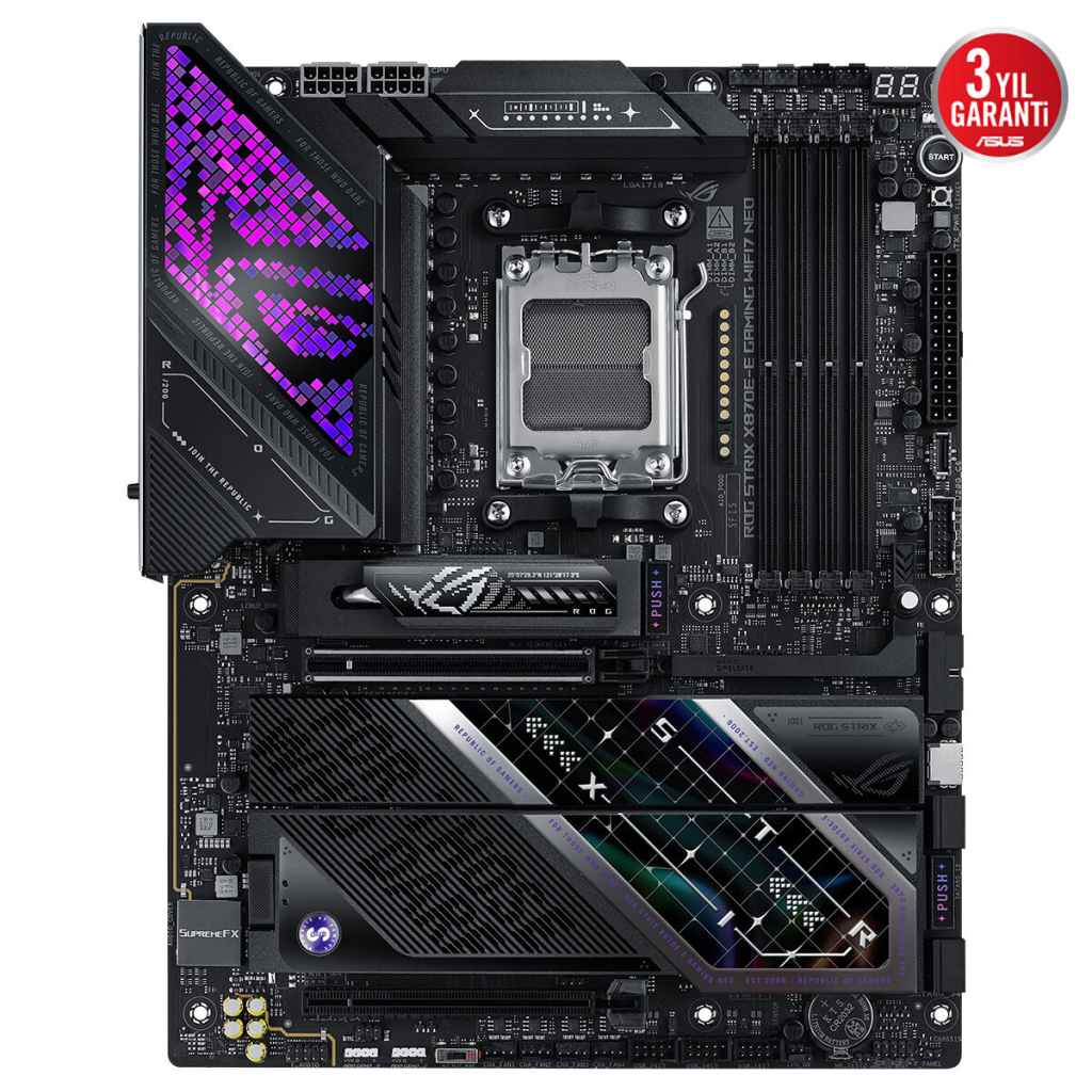 ASUS ROG STRIX X870E-E GAMING WIFI7 NEO, 4xDDR5,  5xM.2, HDMI, DP, Type-C, PCIe 5.0, 2xWi-Fi 7, Bluetooth v5.4, AM5 Soket GAMING Anakart