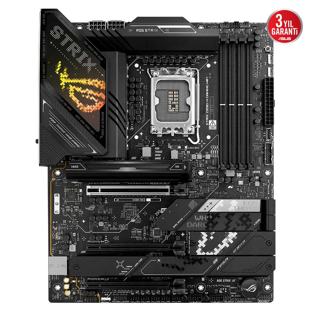 ASUS ROG STRIX Z890-H GAMING WIFI, 9066MHz, 4xDDR5, 4x M.2, HDMI, DP, Type-C, Wi-Fi 7, Bluetooth 5.4, Intel Core Ultra CPU(Seri 2), LGA1851 Soket, Gaming Anakart