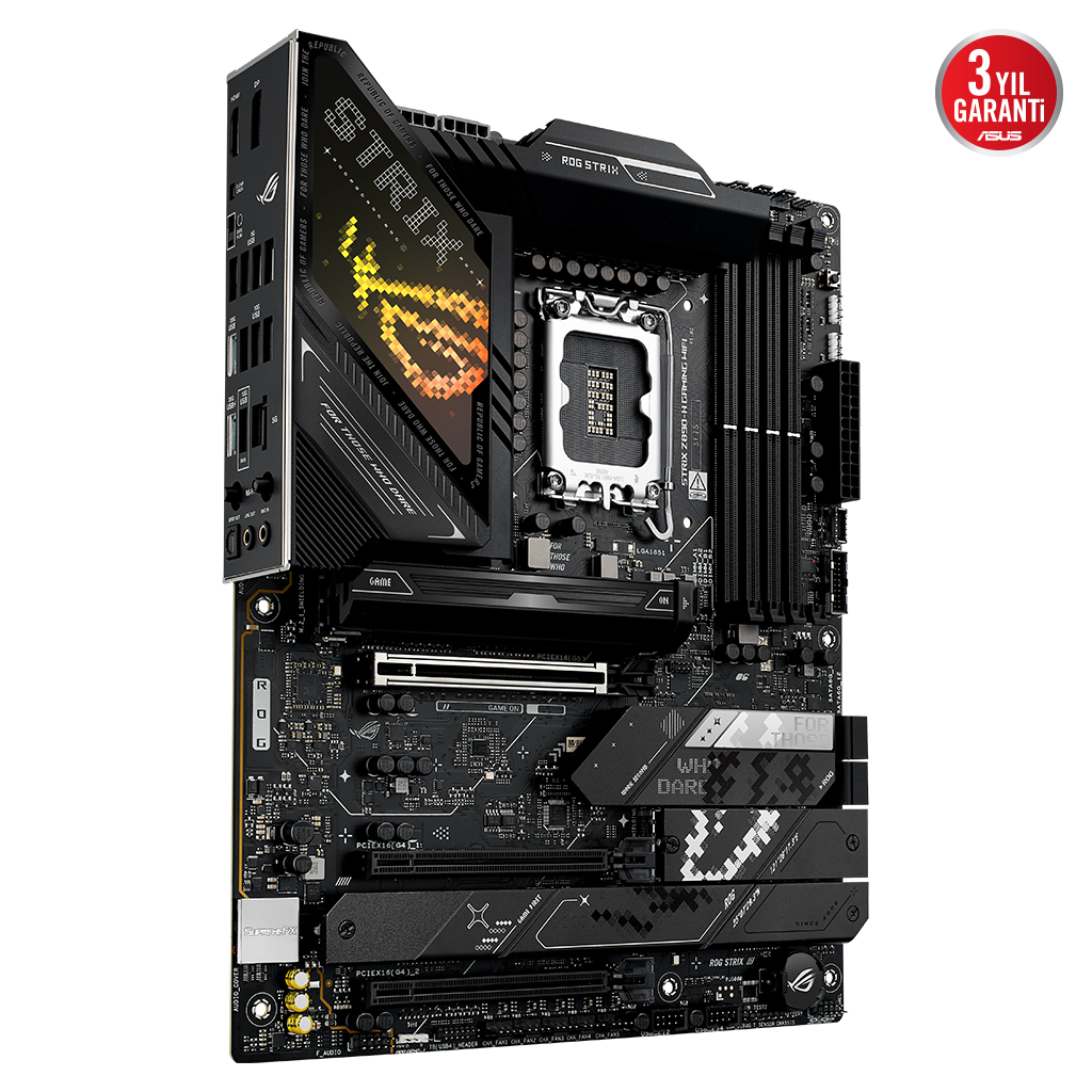 ASUS ROG STRIX Z890-H GAMING WIFI, 9066MHz, 4xDDR5, 4x M.2, HDMI, DP, Type-C, Wi-Fi 7, Bluetooth 5.4, Intel Core Ultra CPU(Seri 2), LGA1851 Soket, Gaming Anakart