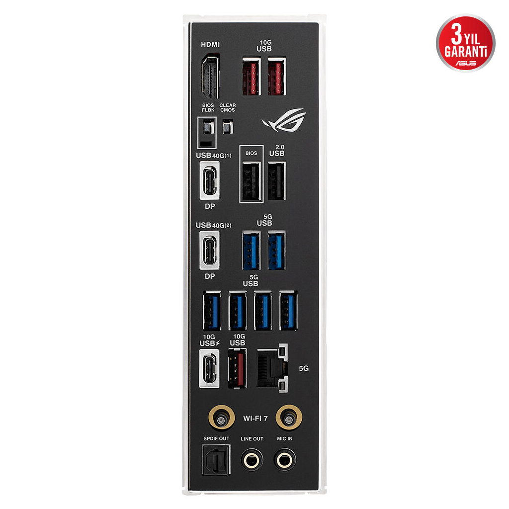 ASUS ROG STRIX X870E-H GAMING WIFI7, 4xDDR5, 4xM.2, DP, HDMI, Type-C, PCIe 5.0, Wi-Fi 7, Bluetooth v5.4, AM5 Soket GAMING Anakart