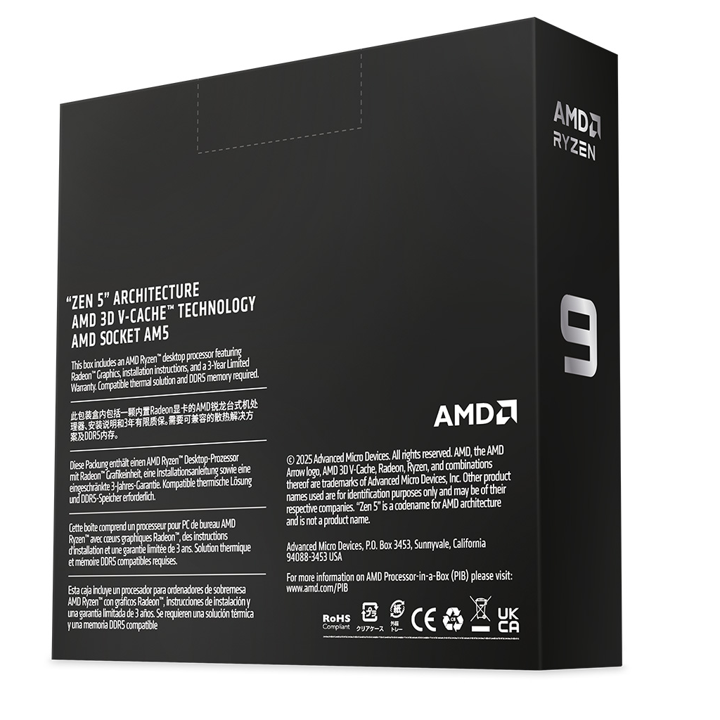 AMD RYZEN 9 9950X3D2 Dual Edition 16 Core, 4,30-5.60GHz, 208Mb Cache, 200W,  AM5 Soket, BOX (Kutulu) (Dahili Grafik VAR, Fan YOK)