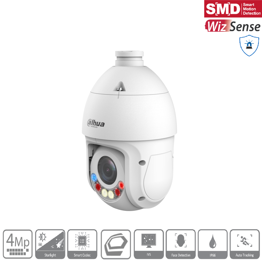 DAHUA SD4E425GB-HNR-A-PV1, 4Mpix, 5-125mm Motorize Lens, 25x Starlight, 100Mt. Gece Görüş, IP66, IR WizSense PTZ IP Kamera  (Ayak Dahil)