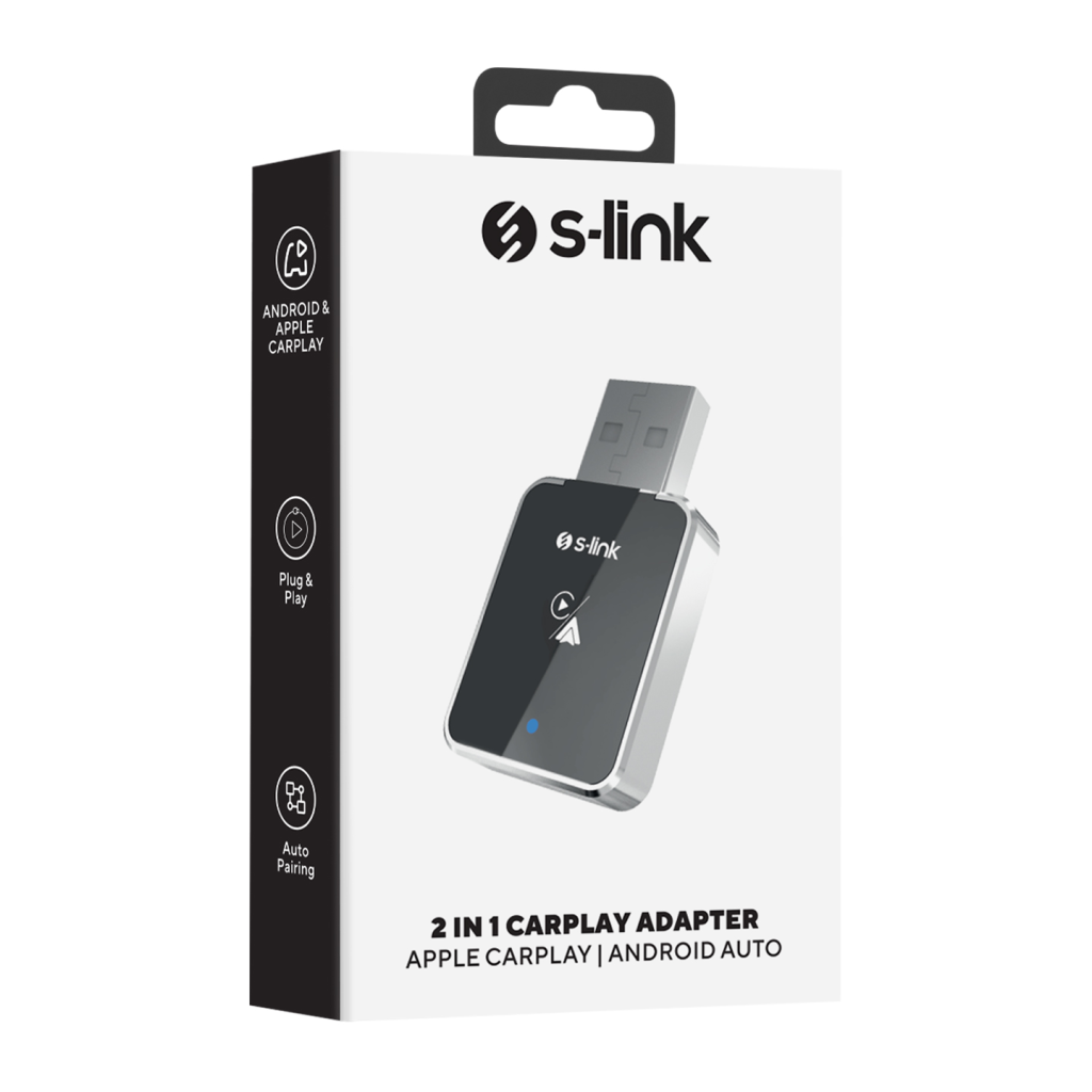 S-LINK SL-CAR01, 2in1 Android ve Apple Cihazlar, Kablosuz Android Auto ve Carplay Adaptörü