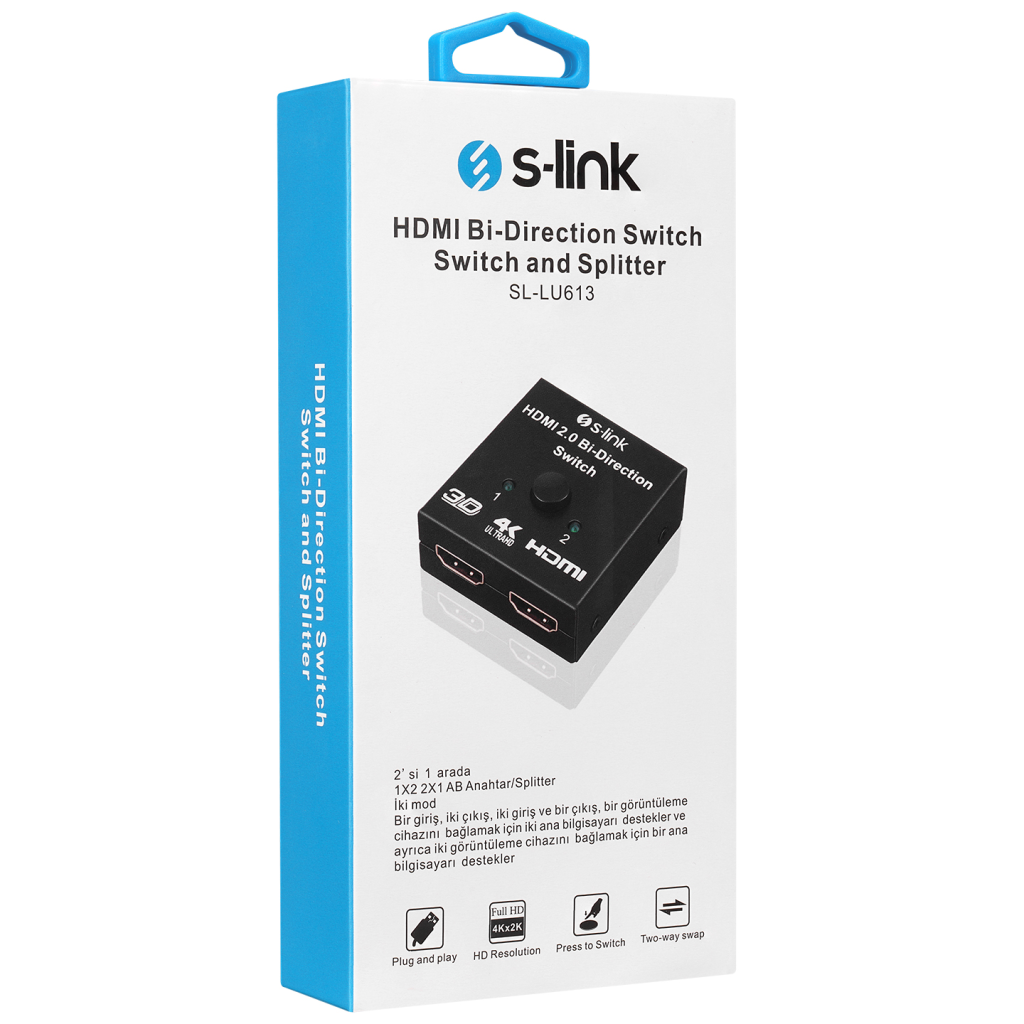 S-link SL-LU613, 2 Port HDMI, Çift Yönlü Switch ve Splitter