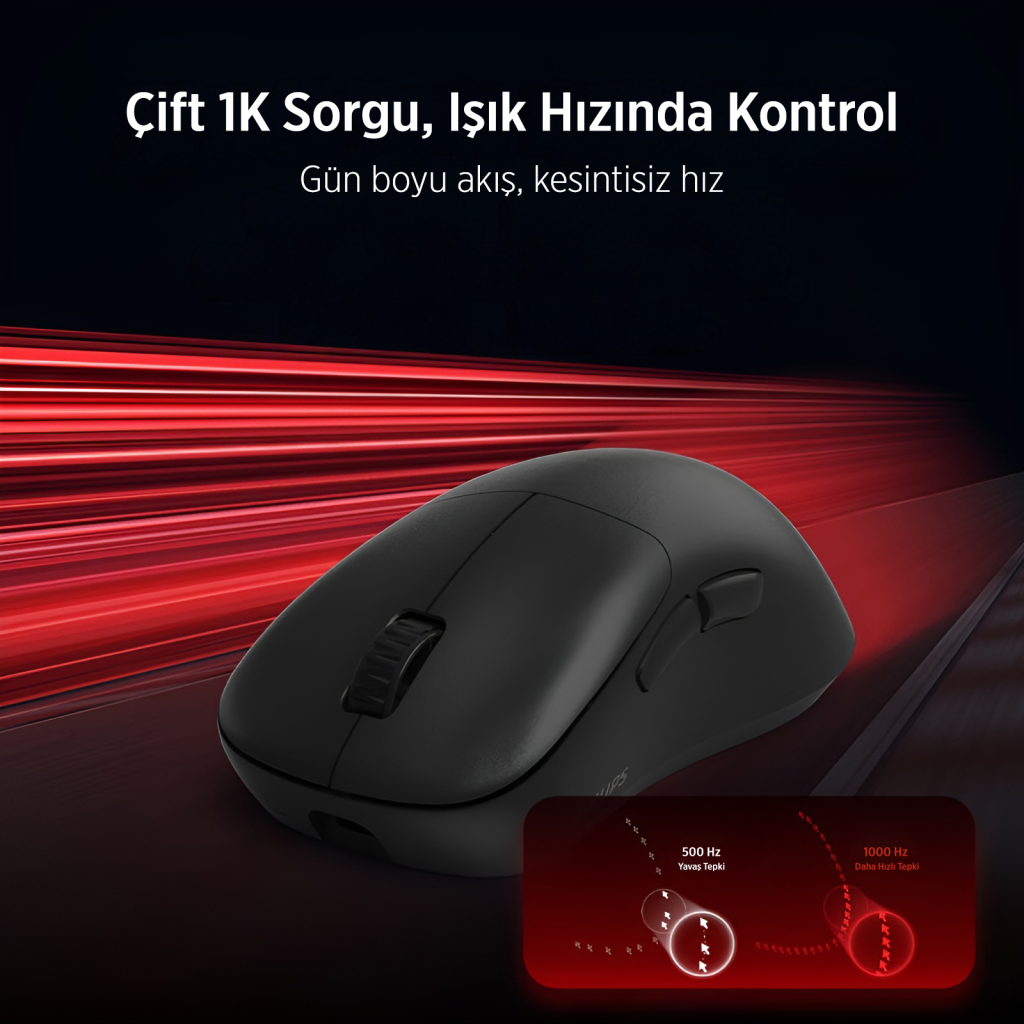 PHILIPS SPK9418, EVNIA, Siyah, USB Nano 2,4Gh ve Bluetooth Kablosuz, 12.000dpi, Optic, 6 Programlanabilir Buton, Şarj Edilebilir, GAMING Mouse