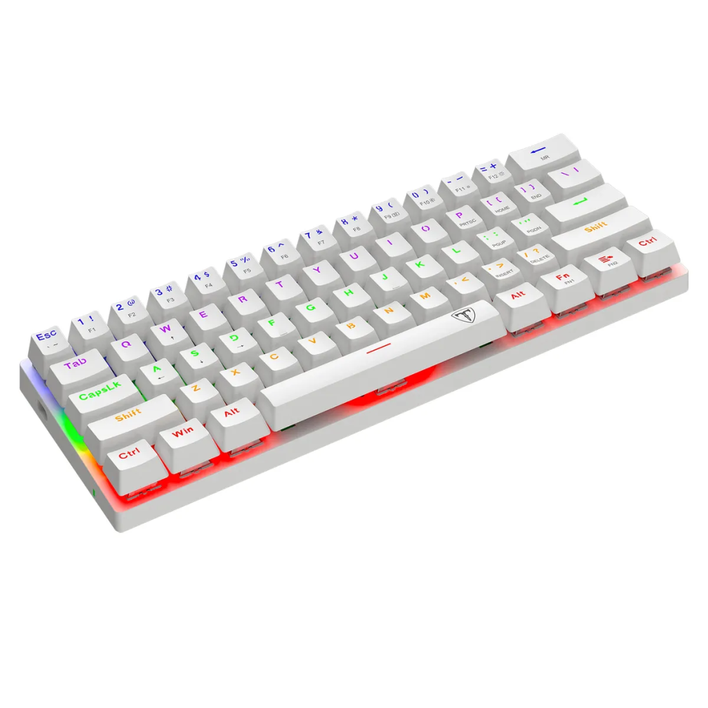 T-DAGGER ARENA LITE, T-TGK321W-LIT, USB Kablolu, ingilizce Q, Rainbow Backlight, Red Mekanik Switch, 61 Tuşlu, Gaming Klavye (Beyaz)