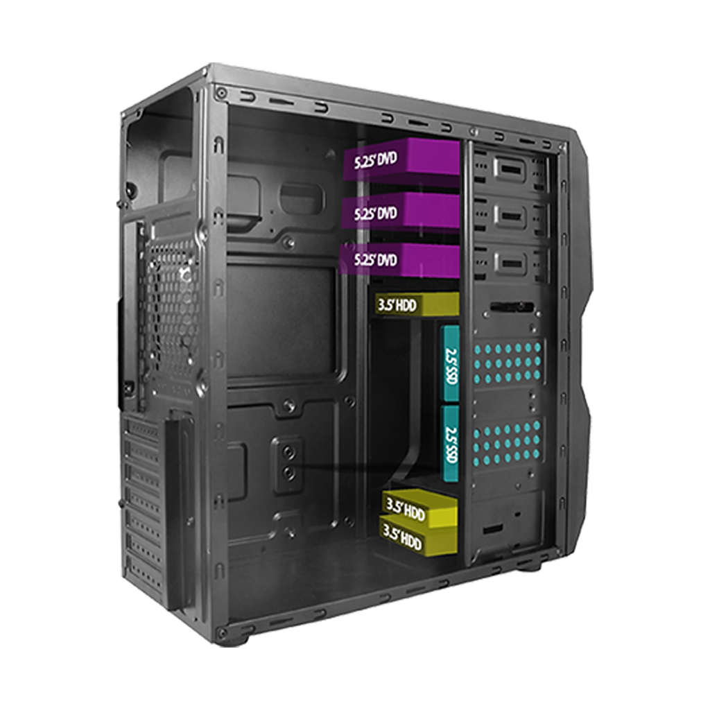 VENTO TA-K61 Mid Tower, Peak 500W Siyah, ATX Kurumsal KASA