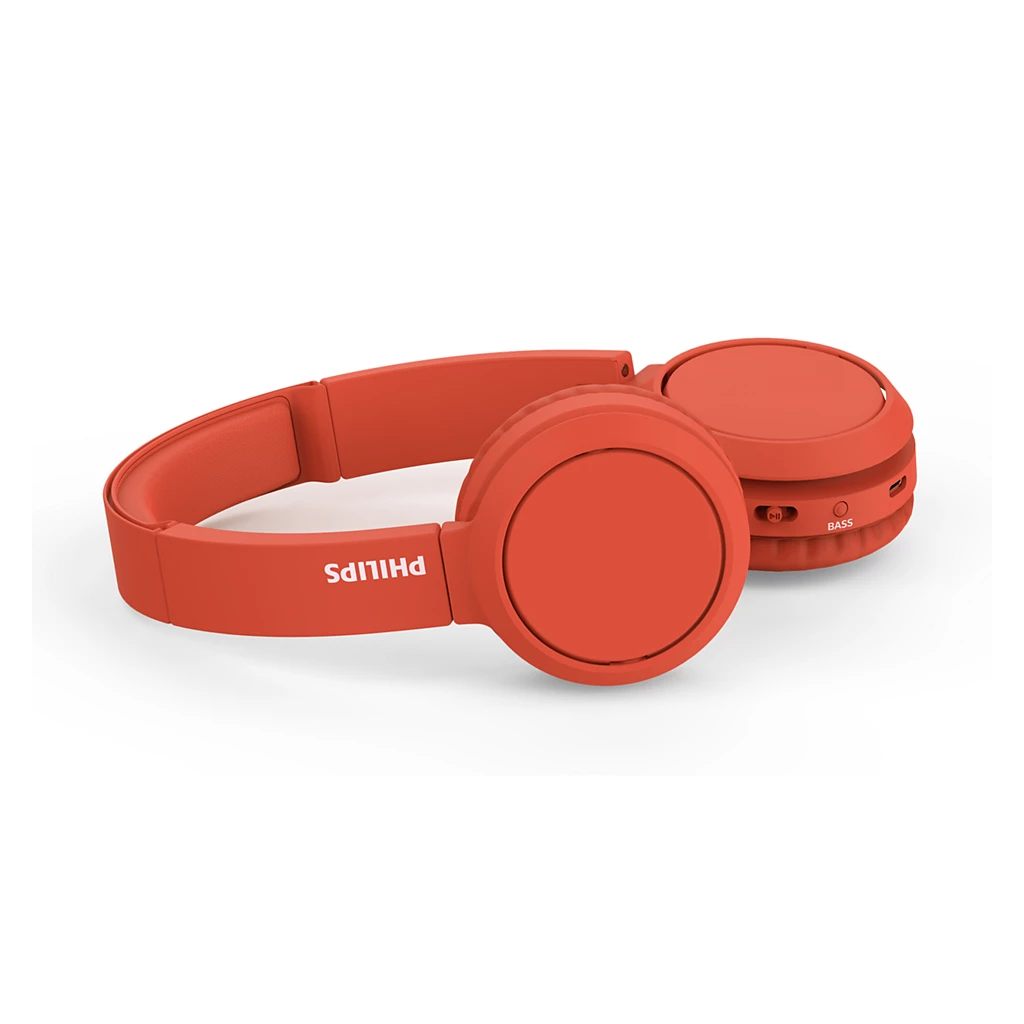 PHILIPS TAH4205RD/00, KIRMIZI, Bluetooth 5.0, Kablosuz, Bas Arttırma Düğmesi, Yastıklı Kafa Bandı, 29saat Oynatma Süresi, 10mt Algılama Mesafesi, Microfonlu Kulaklık