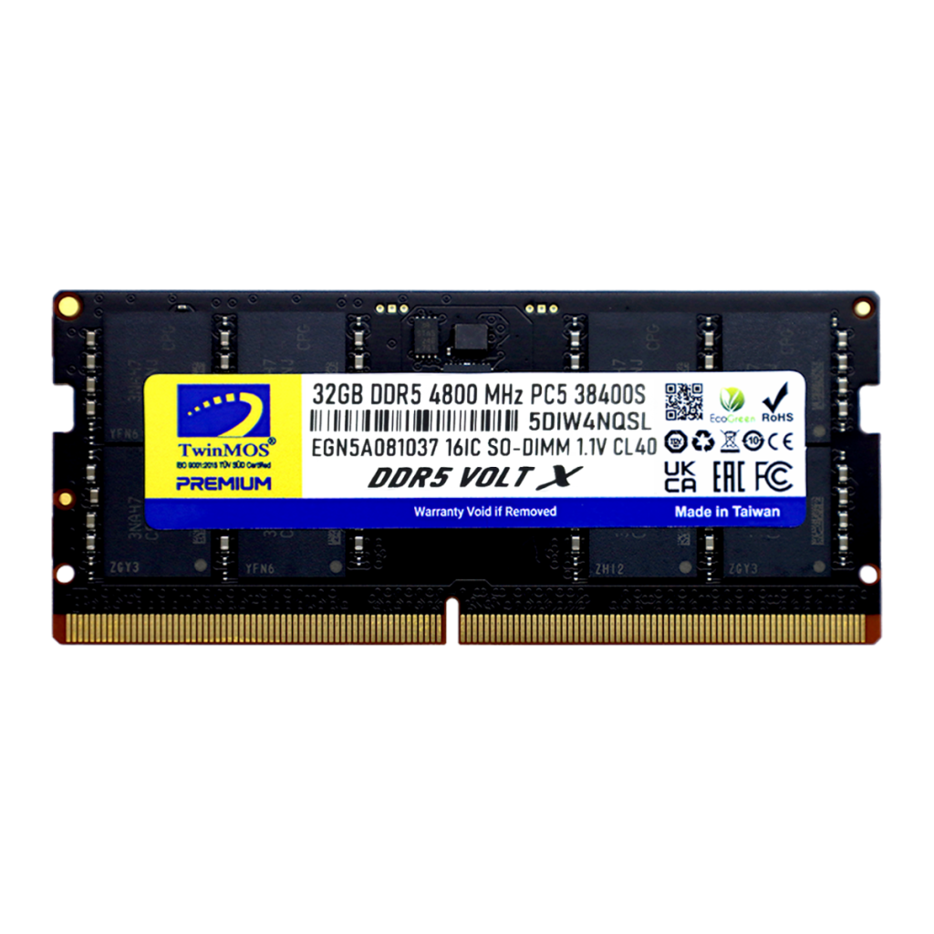 TwinMOS TMD532GB4800S40, 32GB, DDR5, 4800MHz,  CL40, 1.1V Notebook Ram