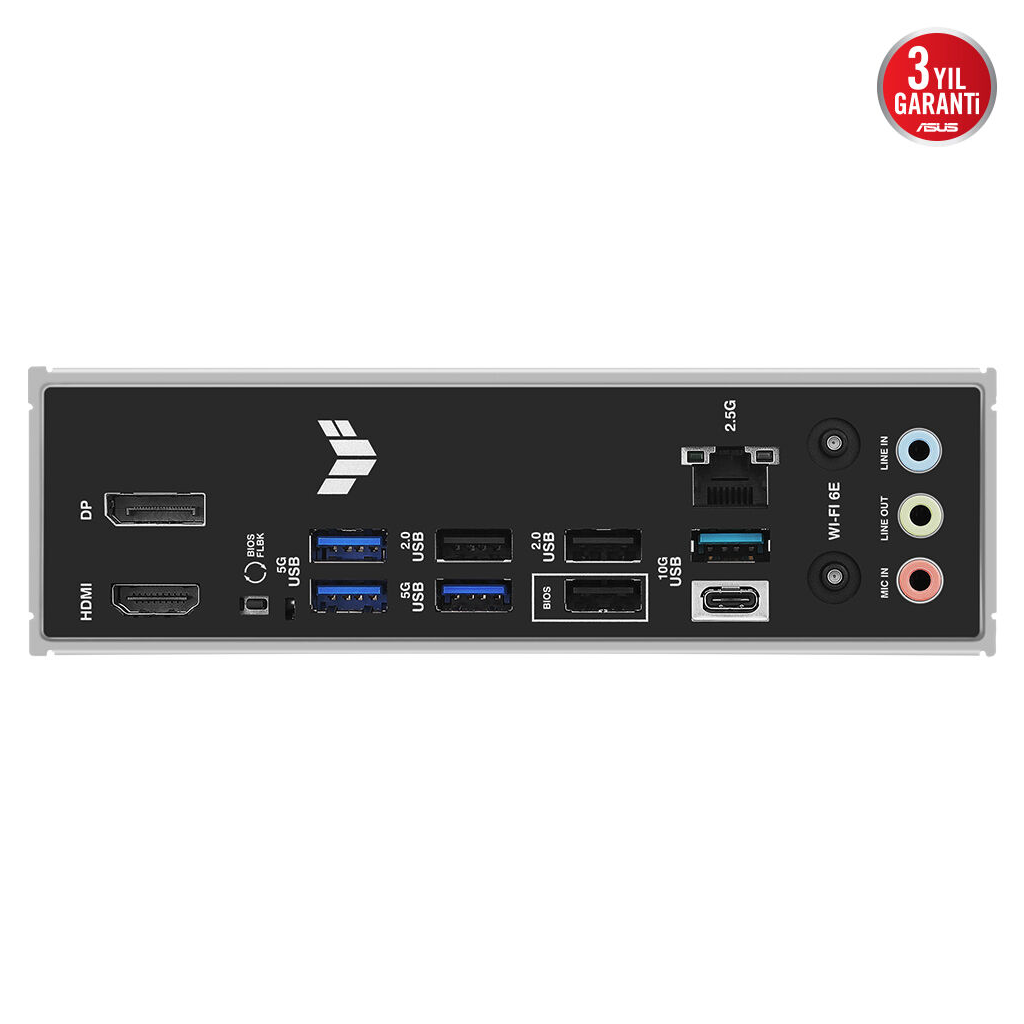 ASUS TUF GAMING B850-E WIFI, 4xDDR5, 3x M.2, HDMI, DP, Type-C, Wi-Fi 6E, Bluetooth v5.3, AM5 Soket GAMING Anakart