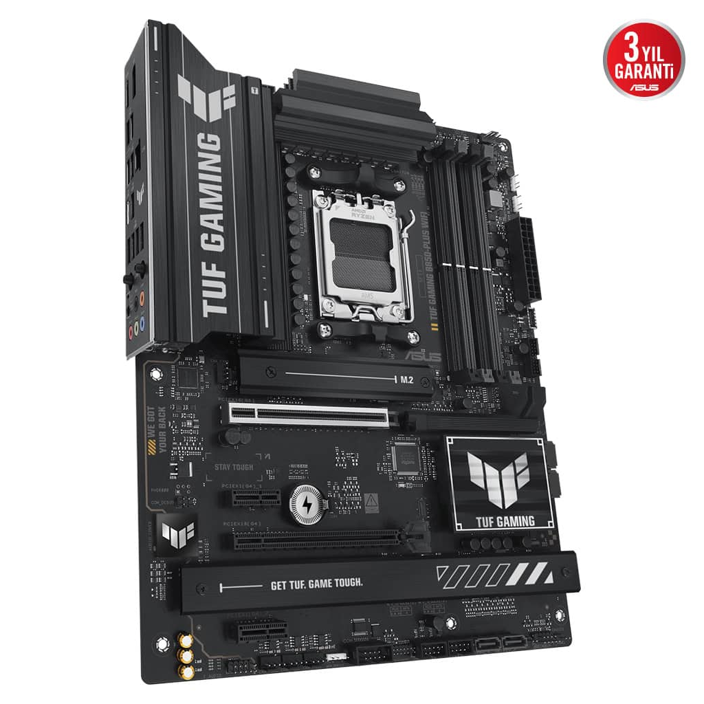 ASUS TUF GAMING B850-PLUS WIFI, 4xDDR5, 3x M.2, HDMI, DP, Type-C, Wi-Fi 7, Bluetooth v5.4, AMD Ryzen 9000 Serisi, AM5 Soket Anakart