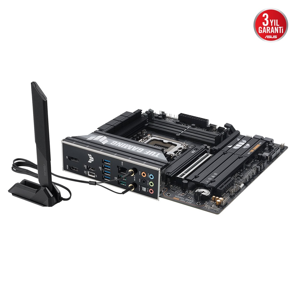 ASUS TUF GAMING B860M-PLUS WIFI, 4xDDR5, 3xM.2, HDMI, DP, Wi-Fi 7, Bluetooth v5.4, Intel Core Ultra CPU(Seri 2), LGA1851 Soket, Gaming Anakart