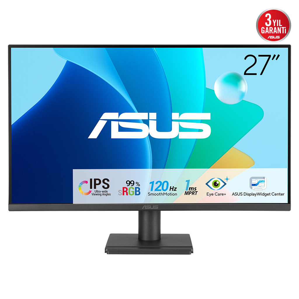 ASUS VA279HG 27&quot; 1ms, 120Hz, Full HD, HDMI, VGA, IPS LED, Çerçevesiz Tasarım, Düşük Mavi Işık, FreeSync Kurumsal Monitör