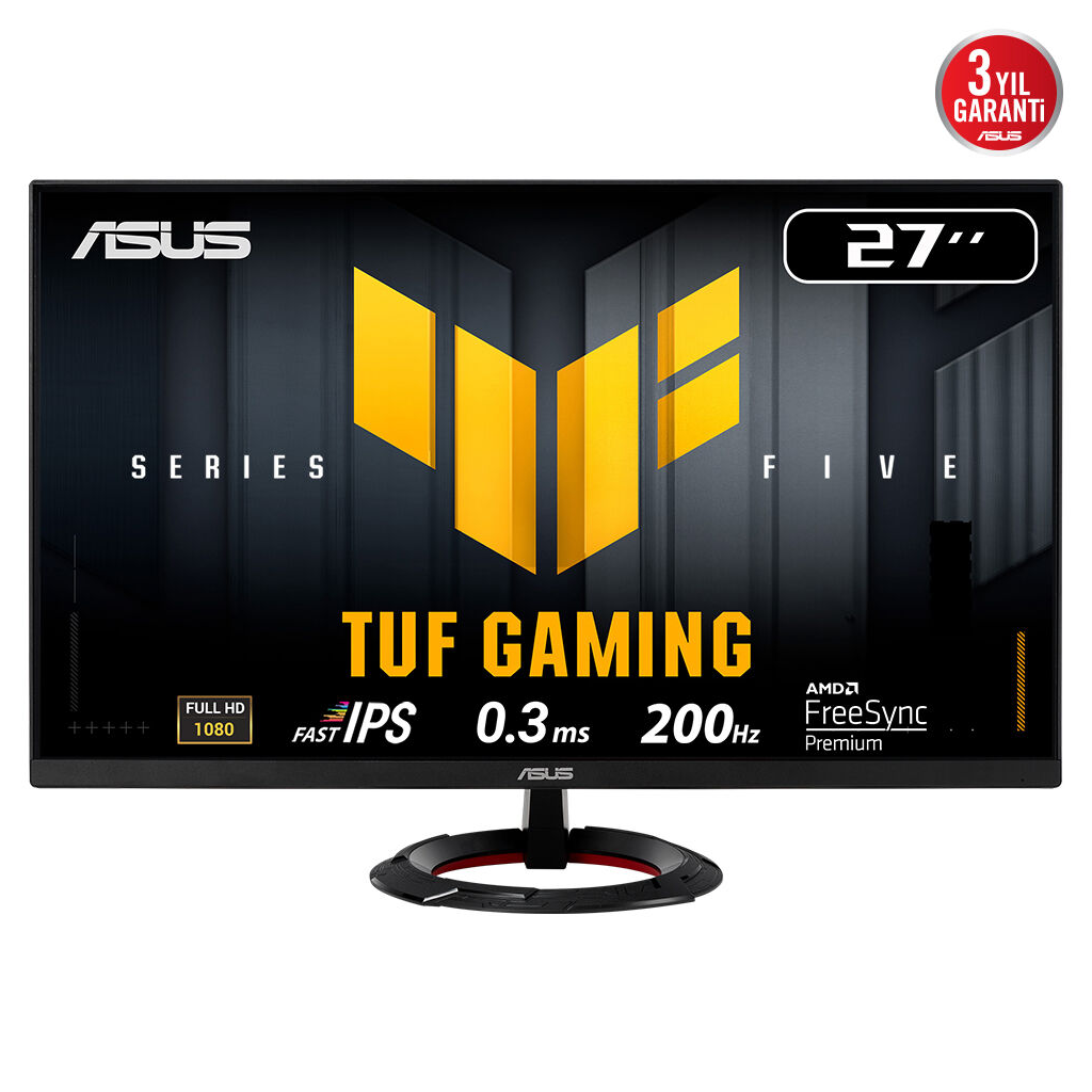 ASUS TUF GAMING VG279Q5R 27" 0.3ms, 200Hz, Full HD, DP, 2xHDMI, Hoparlör, Fast IPS LED, ELMB Sync Premium, GAMING Monitör