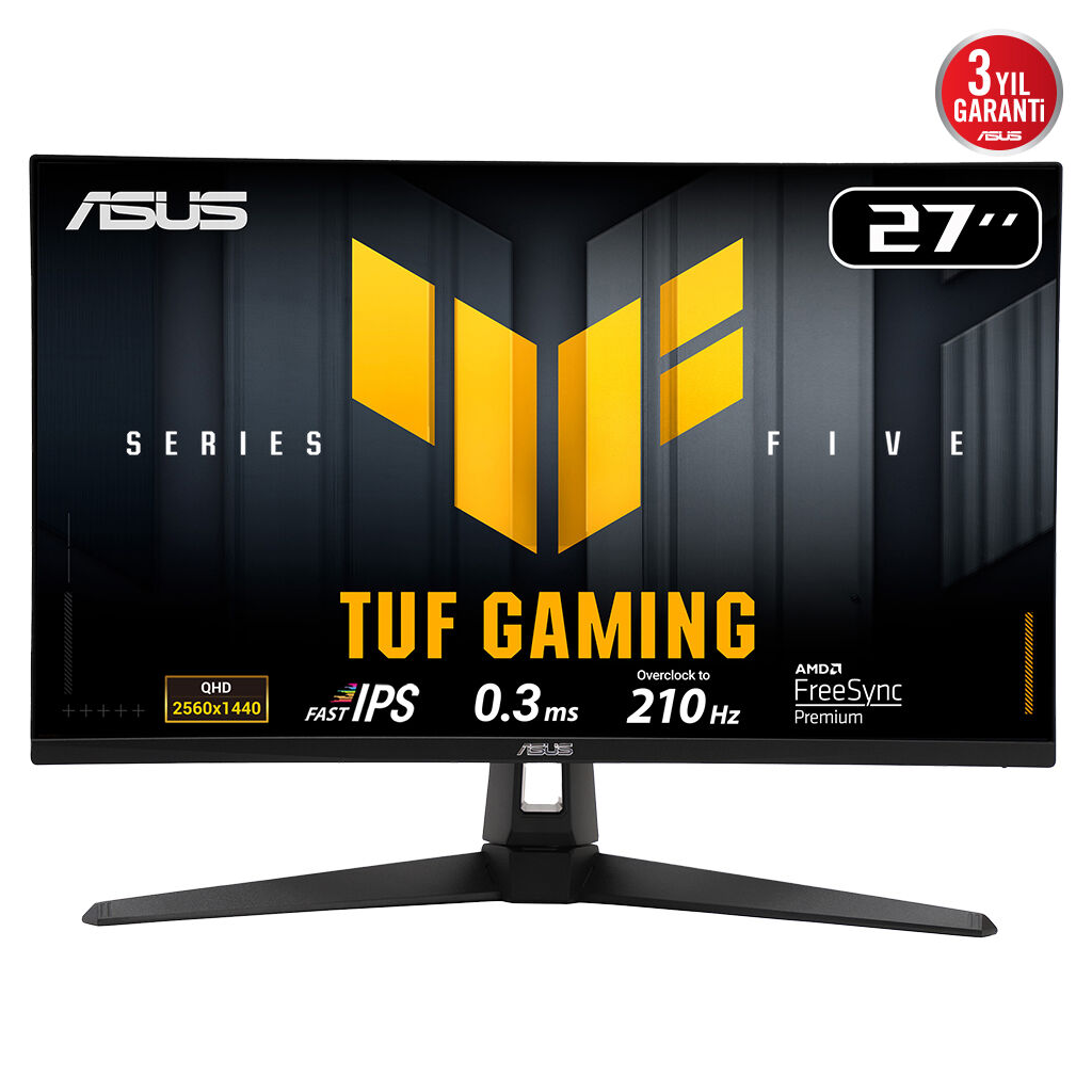 ASUS TUF GAMING VG27AQ5A 27&quot; 0.3ms, 210Hz, QHD, DP, 2xHDMI, USB, Hoparlör, Fast IPS LED, ELMB Sync Premium, GAMING Monitör