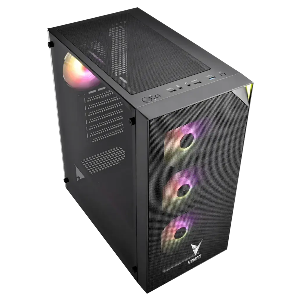 VENTO VG3400S Mid Tower, 750W 80+ Siyah, Temperli Cam, RGB, ATX GAMING KASA