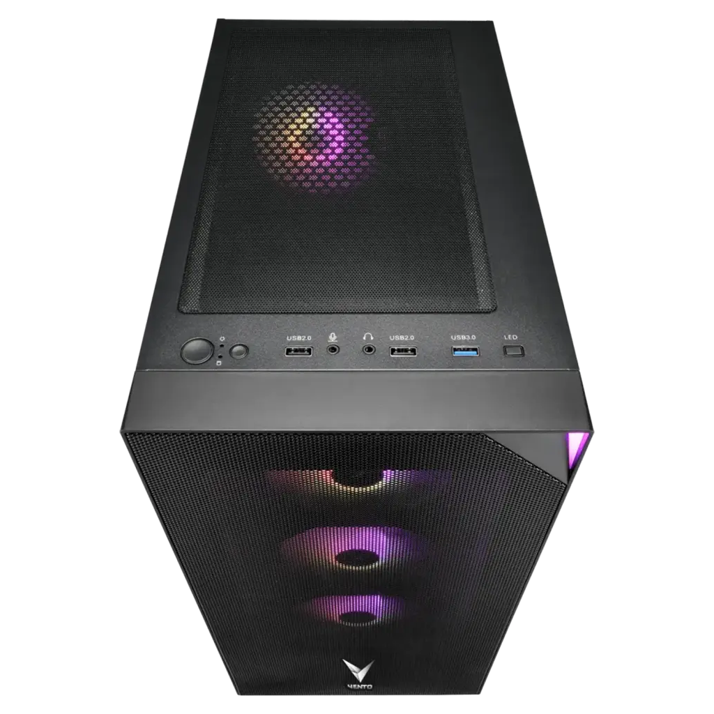 VENTO VG3400S Mid Tower, 750W 80+ Siyah, Temperli Cam, RGB, ATX GAMING KASA