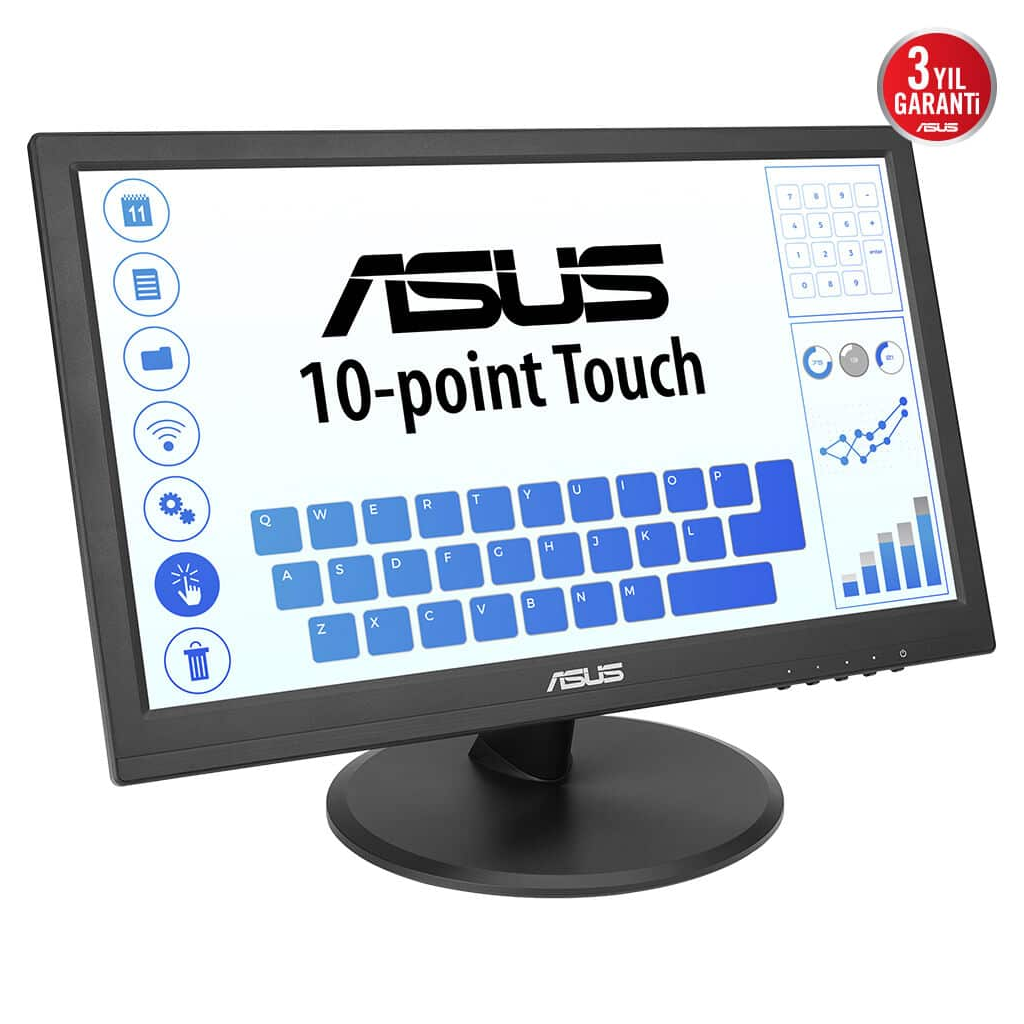 ASUS VT169HE 15.6&quot; 5ms, 60Hz, Dokunmatik, HDMI, D-Sub, Düşük Mavi Işık, FreeSync, IPS Panel Monitör