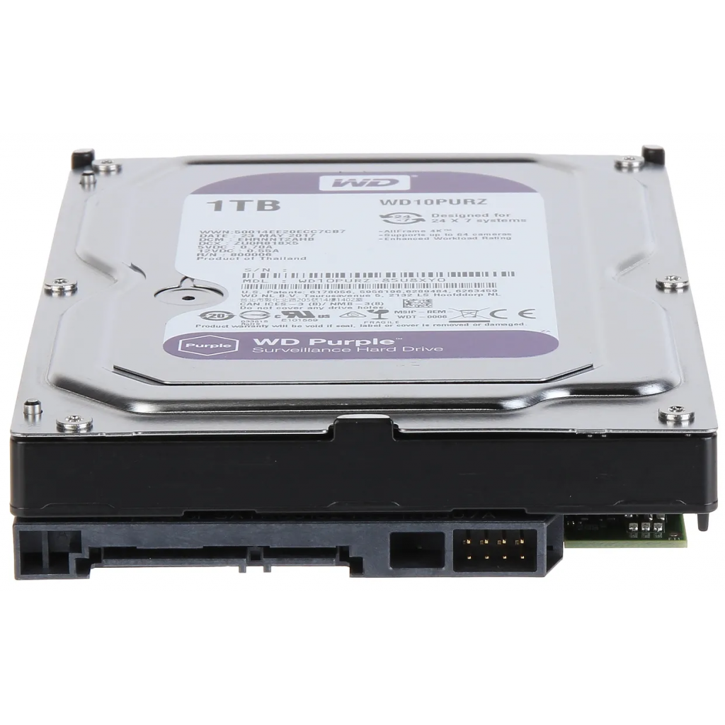 WD PURPLE, WD10PURZ, 3.5&quot; 1TB, 64Mb, 5400 Rpm, 7/24 Güvenlik, HDD