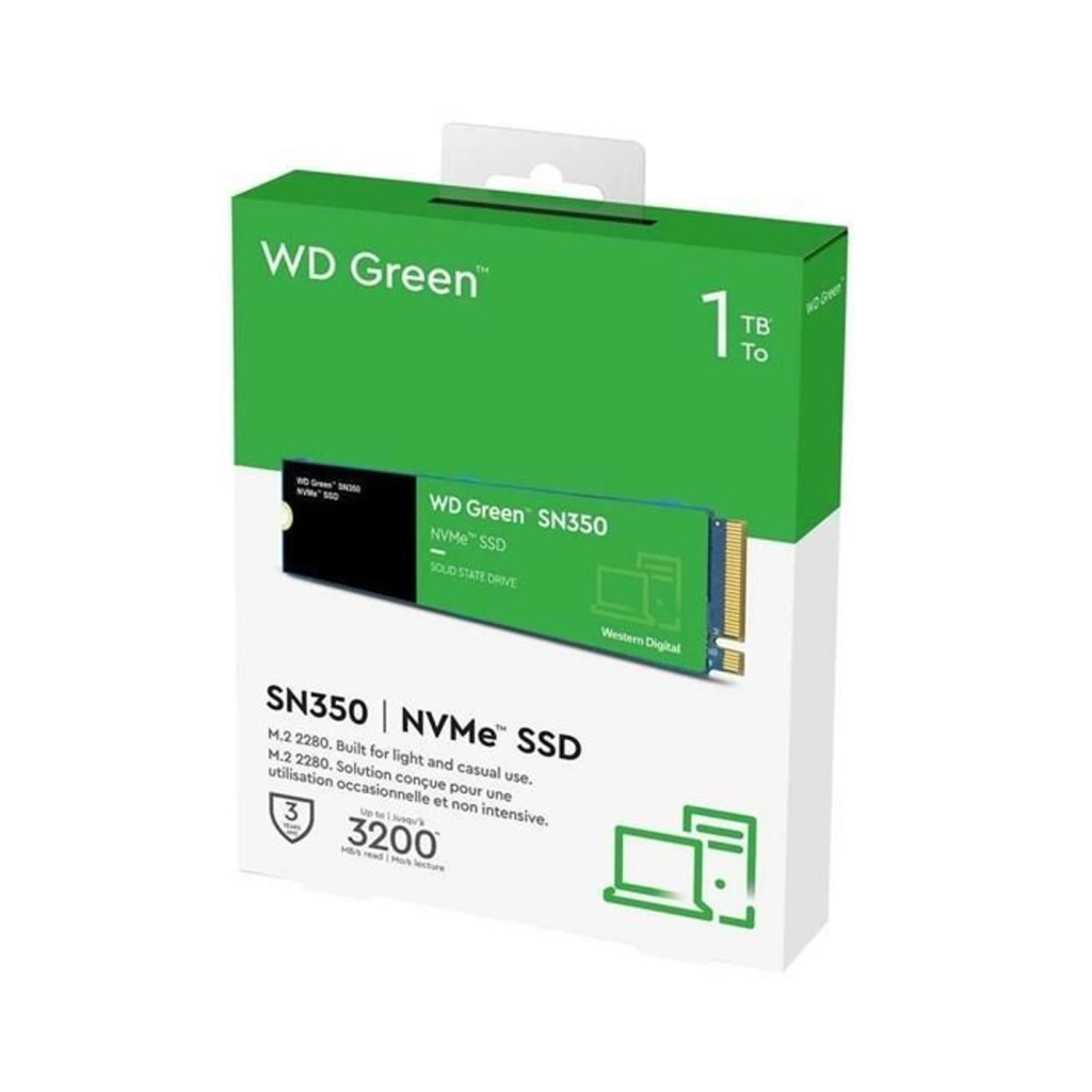 WD Green SN350, WDS100T3G0C, 1TB, 3200/2500, Gen3, NVMe PCIe M.2, SSD