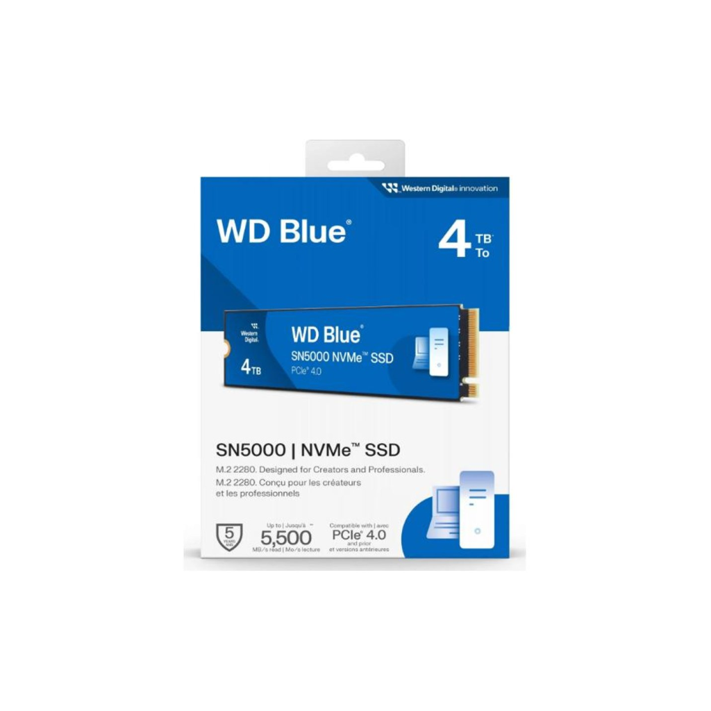 WD Blue SN5000, WDS400T4B0E, 4TB, 5500/5000, Gen4, NVMe PCIe M.2 2280,  SSD