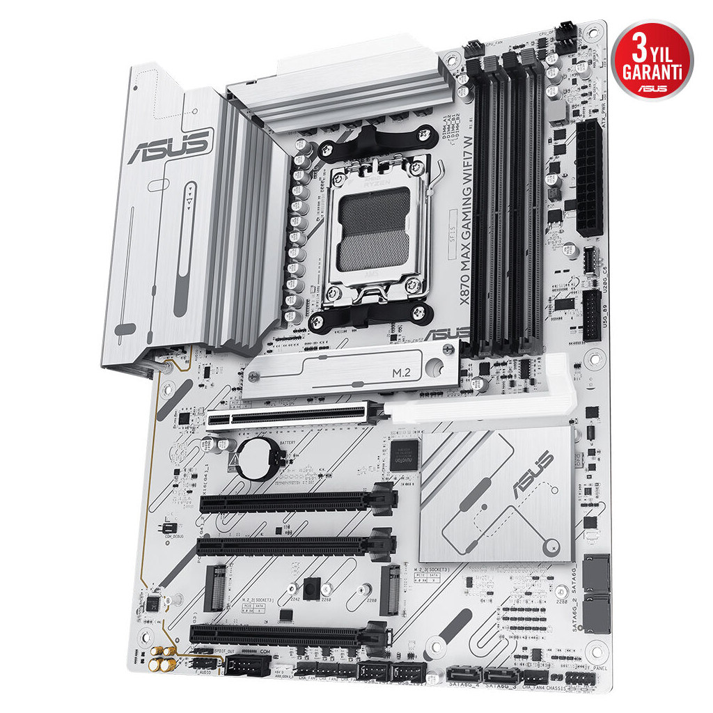 ASUS X870 MAX GAMING WIFI7 W, 4xDDR5, 3xM2, HDMI, DP, Type-C, Wi-Fi 7, Bluetooth v5.3, AM5 Soket GAMING Anakart