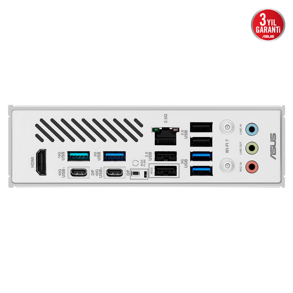 ASUS X870 MAX GAMING WIFI7 W, 4xDDR5, 3xM2, HDMI, DP, Type-C, Wi-Fi 7, Bluetooth v5.3, AM5 Soket GAMING Anakart