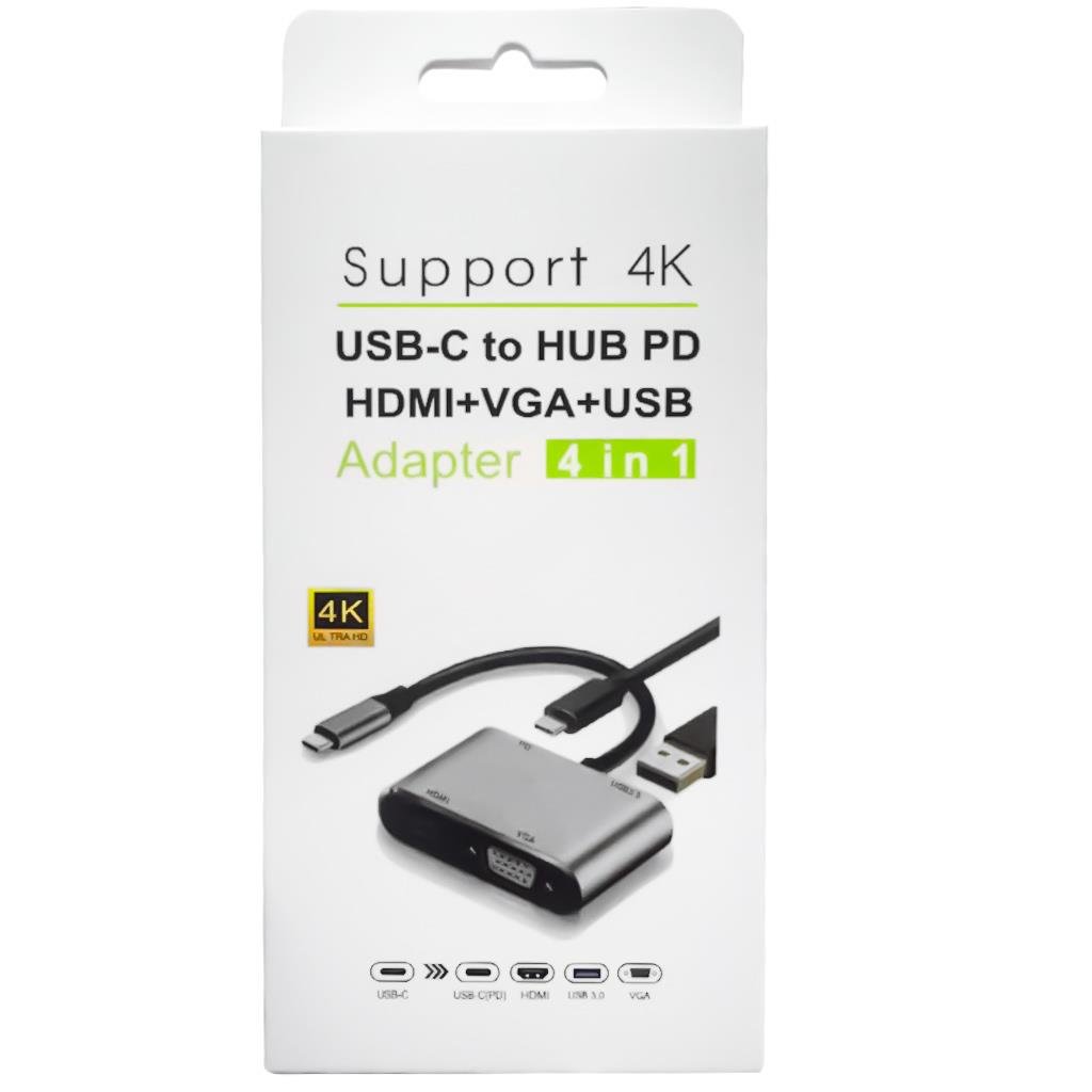 Powermaster Usb Type-C To HDMI-Vga-Usb-Type C 4İn1 Adaptör PM-4026