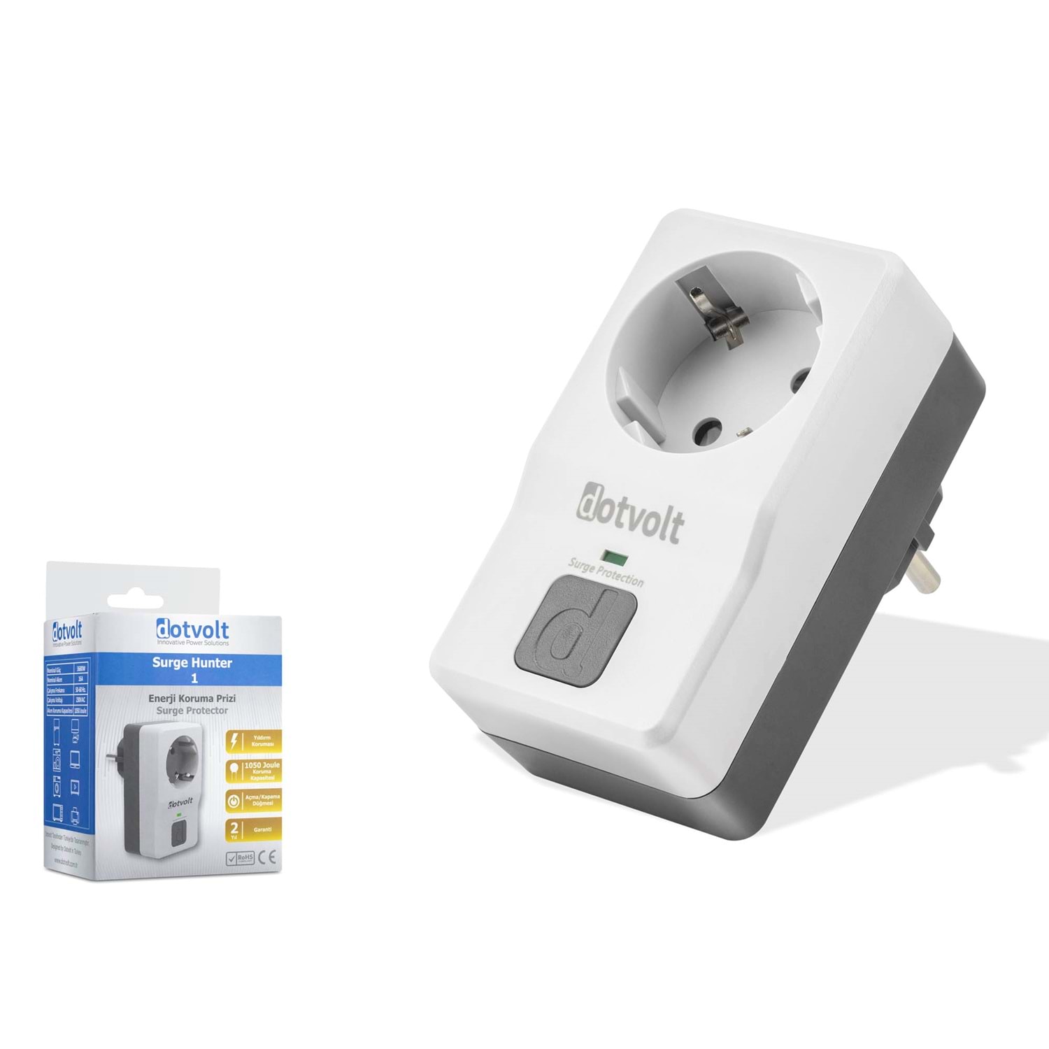 DOTVOLT 1050J Surge Hunter Enerji Koruma Prizi Beyaz