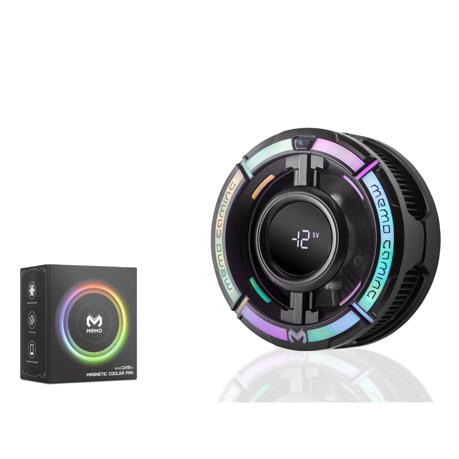 HADRON CX15 Manyetik Telefon Soğutucu Fan 15W RGB Isı Göstergeli Siyah