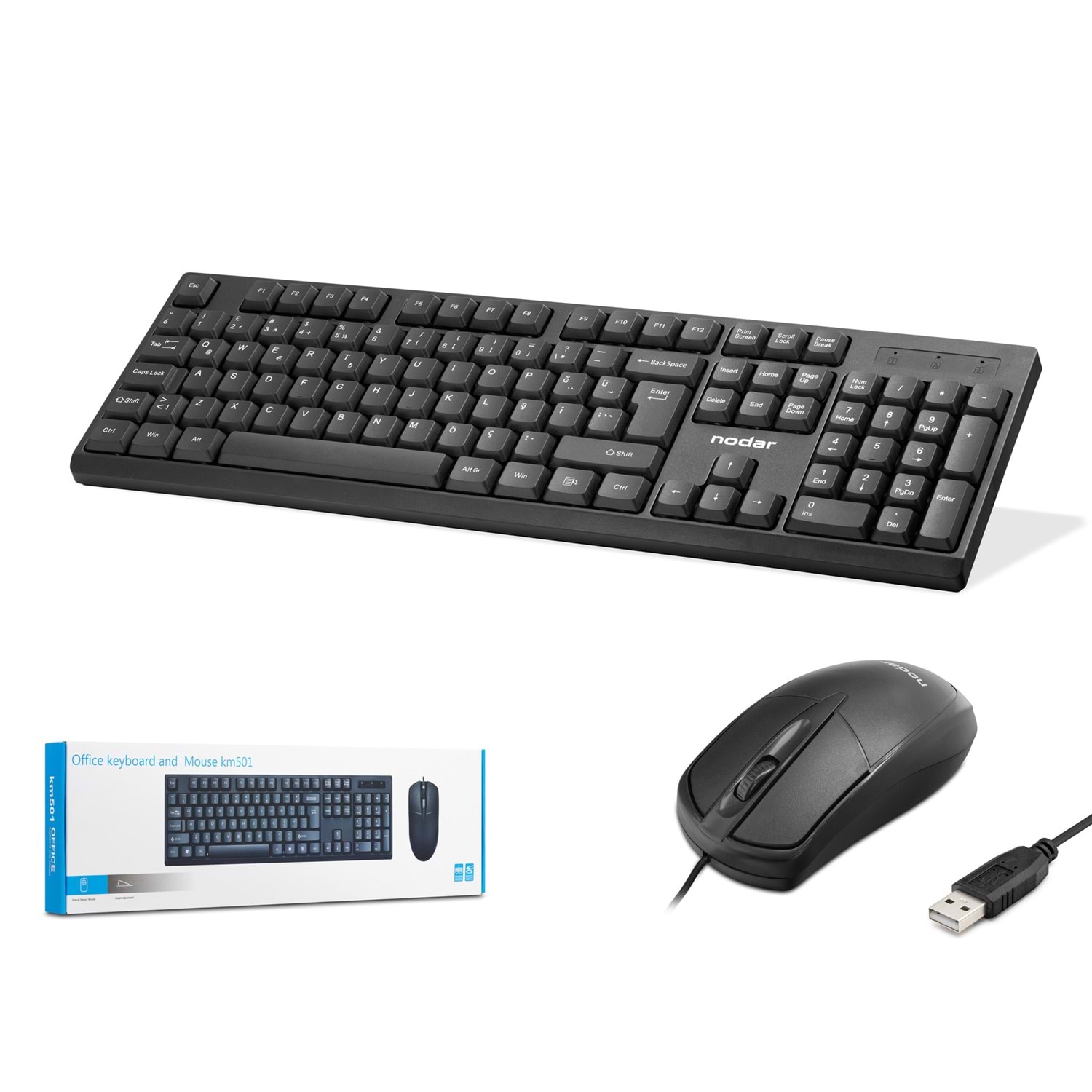 Kruxon KM501 Klavye Mouse Seti 1000 DPI Siyah