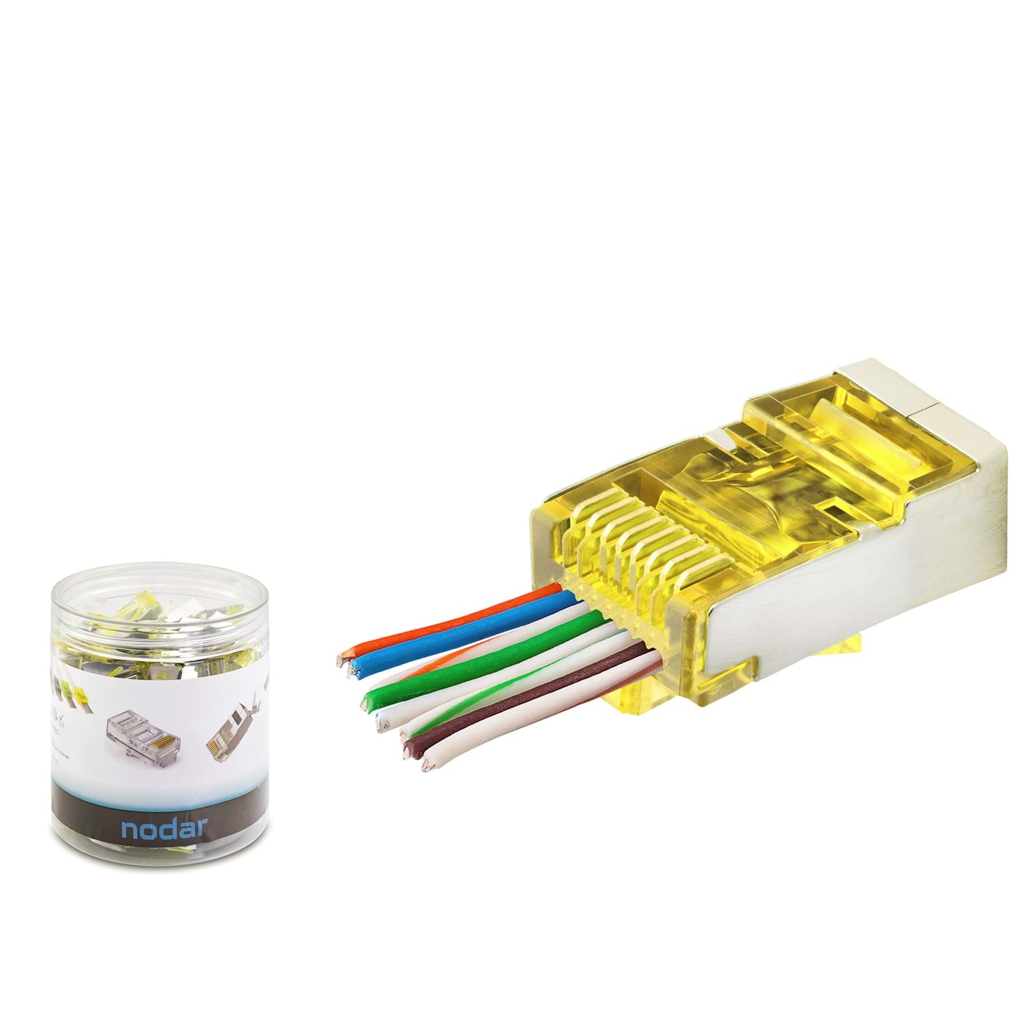 Kruxon ND2416 CAT6E EZ RJ45 Metal Konnektör 100 Adetli Kutu Sarı