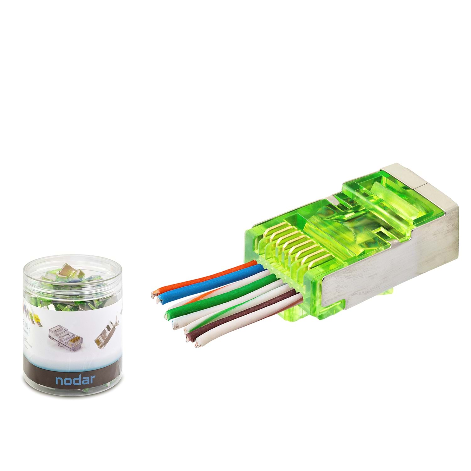 Kruxon ND2417 CAT6E EZ RJ45 Metal Konnektör 100 Adetli Kutu Yeşil