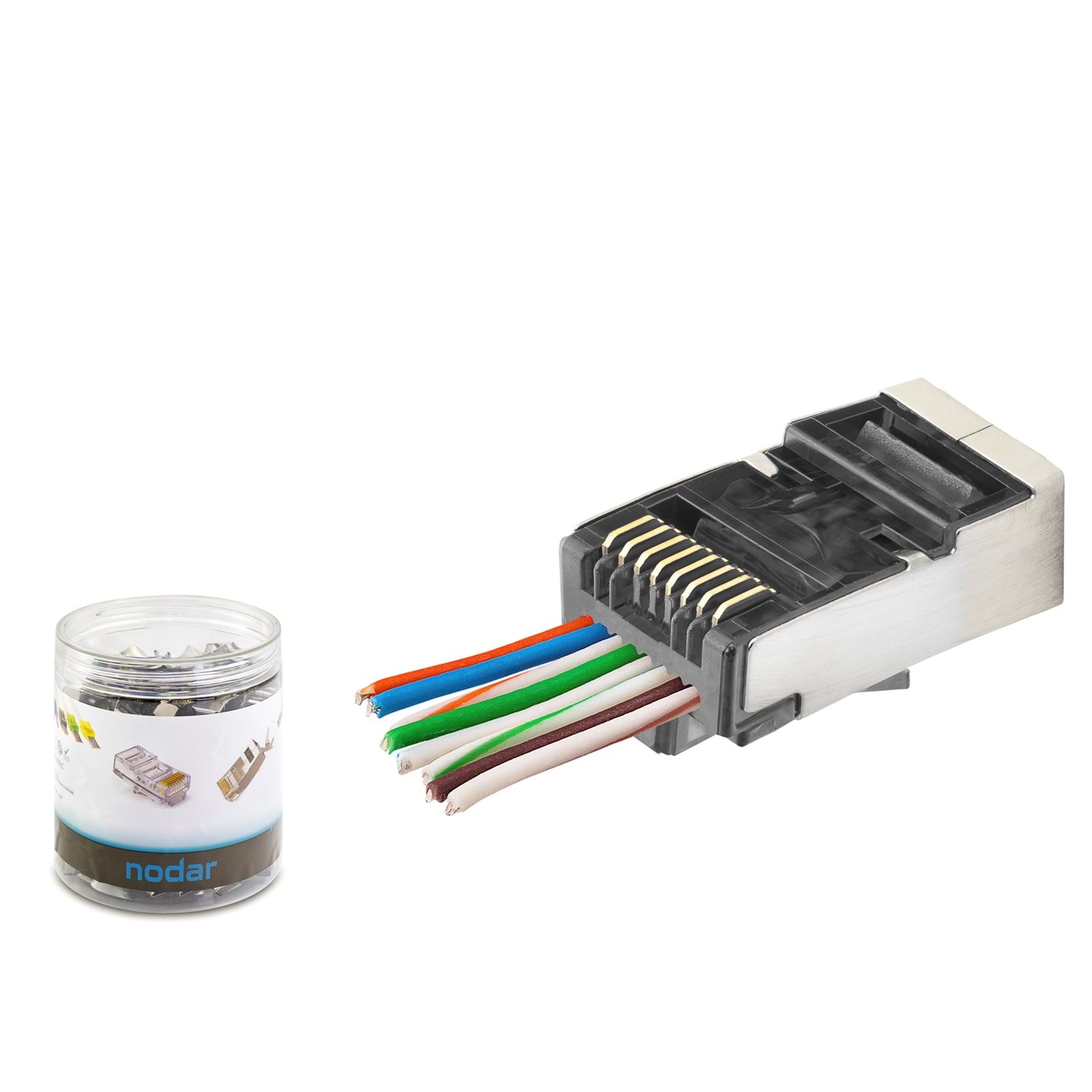 Kruxon ND2418 CAT6E EZ RJ45 Metal Konnektör 100 Adetli Kutu Siyah