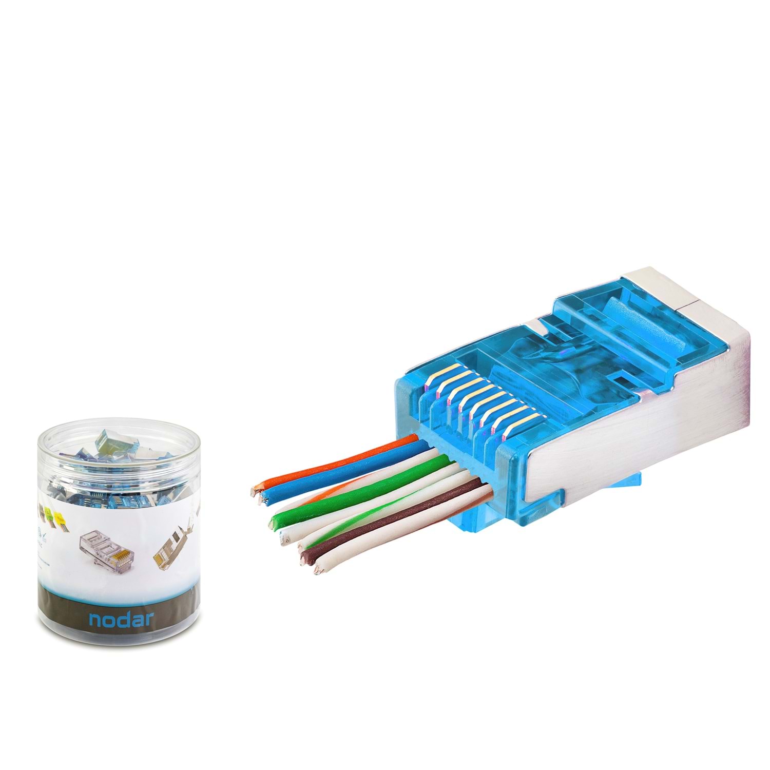 Kruxon ND2420 CAT6E EZ RJ45 Metal Konnektör 100 Adetli Kutu Mavi
