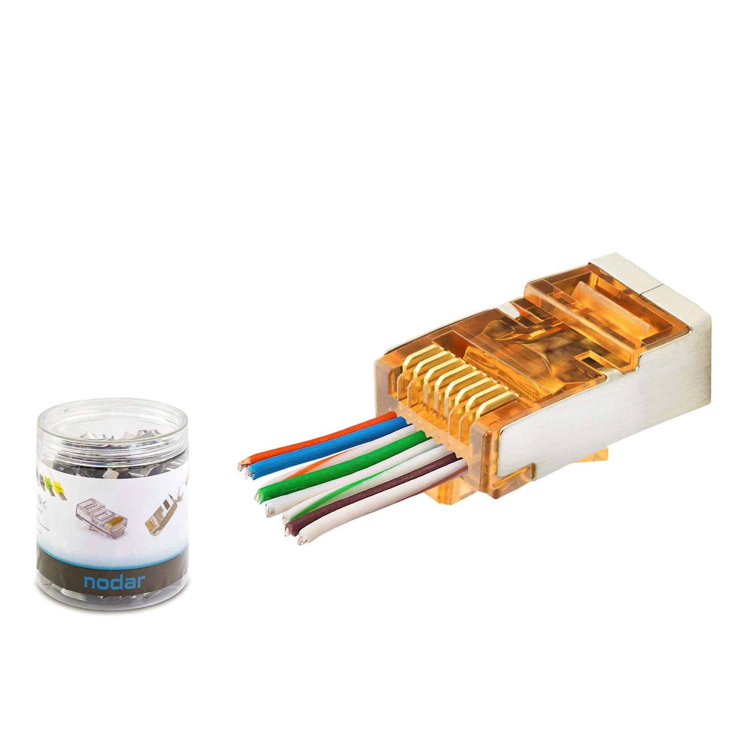 Kruxon ND2421 CAT6E EZ RJ45 Metal Konnektör 100 Adetli Kutu Turuncu