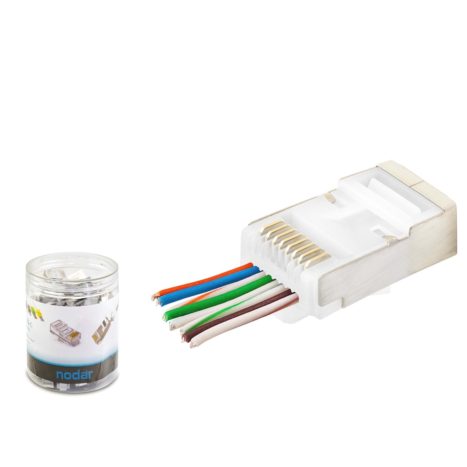 Kruxon ND2422 CAT6E EZ RJ45 Metal Konnektör 100 Adetli Kutu Beyaz