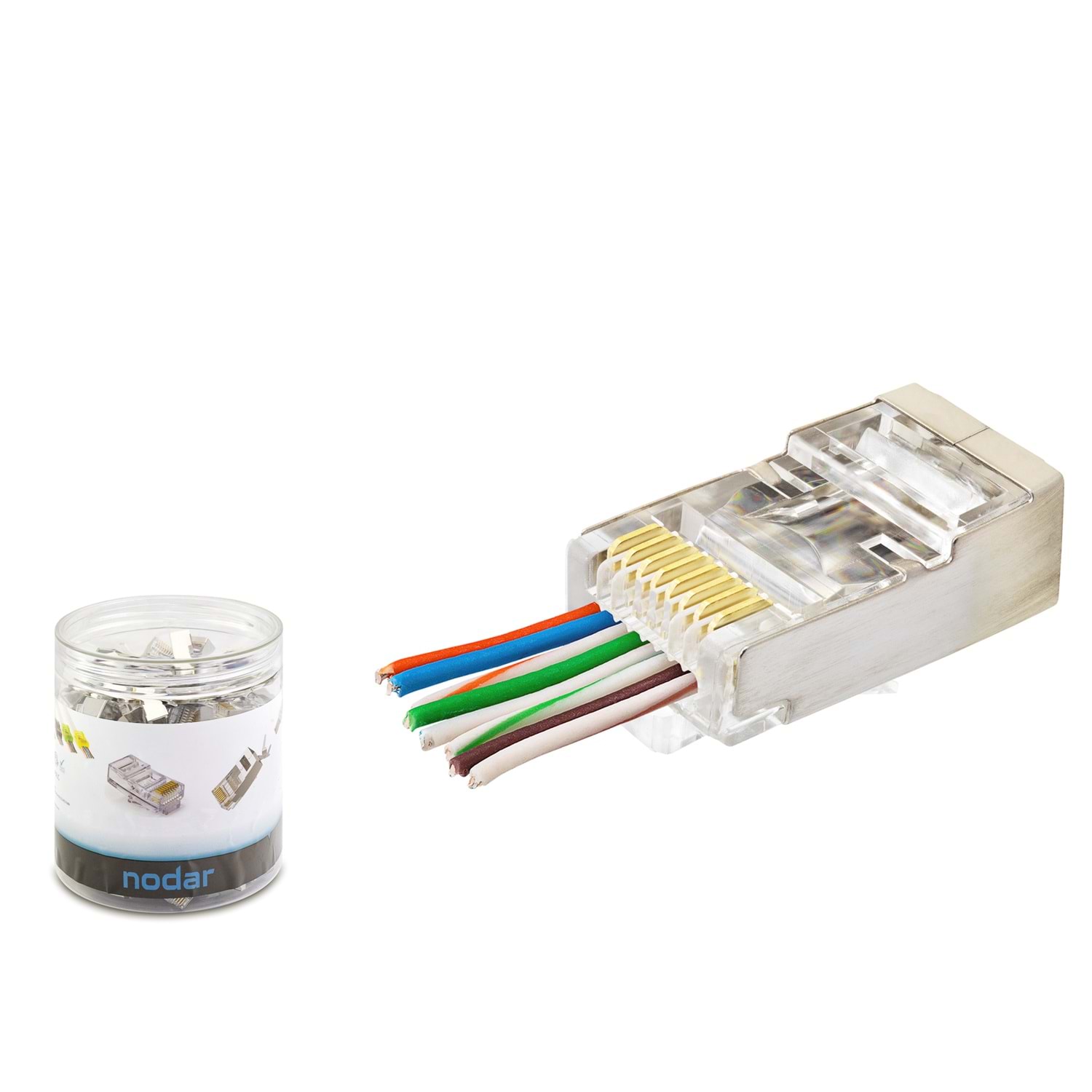 Kruxon ND2423 CAT6E EZ RJ45 Metal Konnektör 100 Adetli Kutu Şeffaf