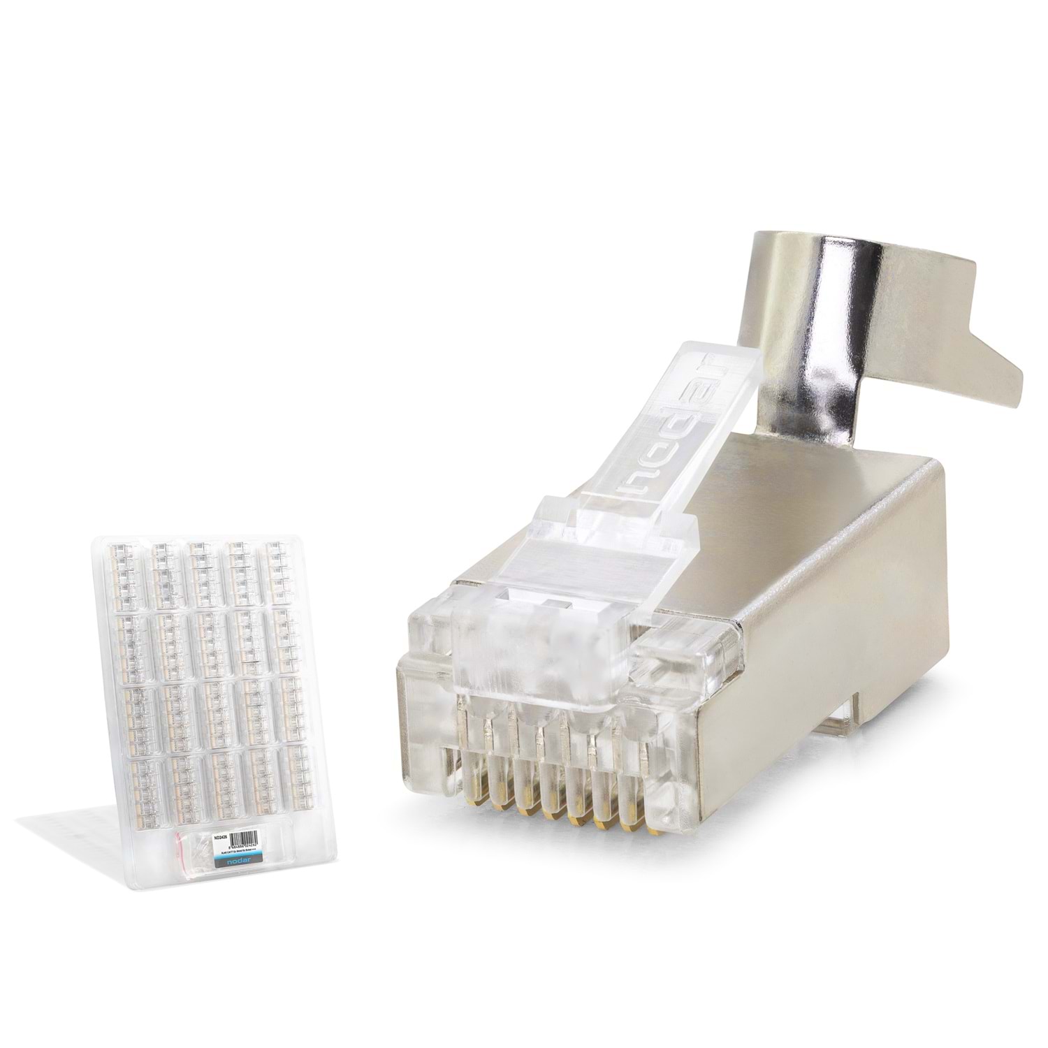 Kruxon ND2426 CAT7 EZ RJ45 Metal A Kalite Konnektör 100 Adetli Kutu Şeffaf