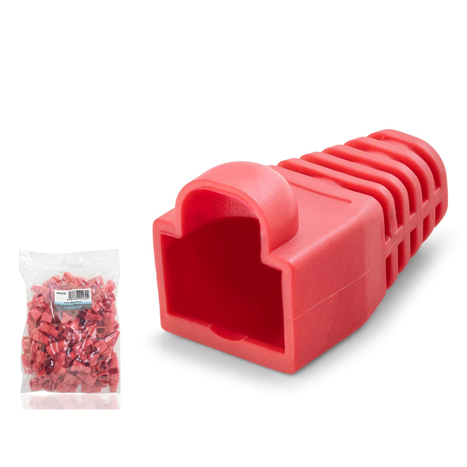 Kruxon ND2430 RJ45 Konnektör Koruyucu Papuç 100 Adetli Paket Kırmızı